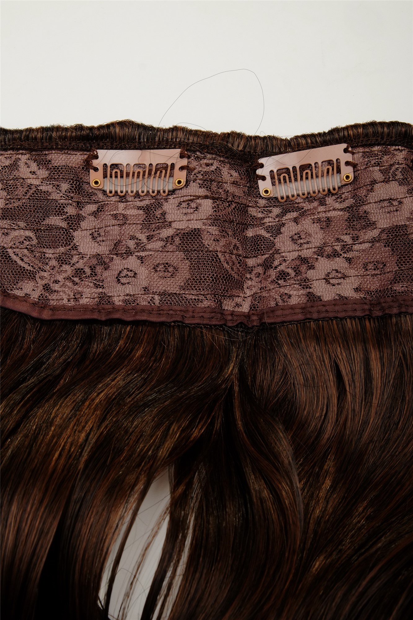 Haarverlängerung Extension 5 Clips lockig Mahagoni WH5008-180C-2T30, Ansicht 3, WIG ME UP: Ihr Perücken Online Shop lockige Halbperücke Schwarzbraun-Kupferbraun-Mix 50 cm lang