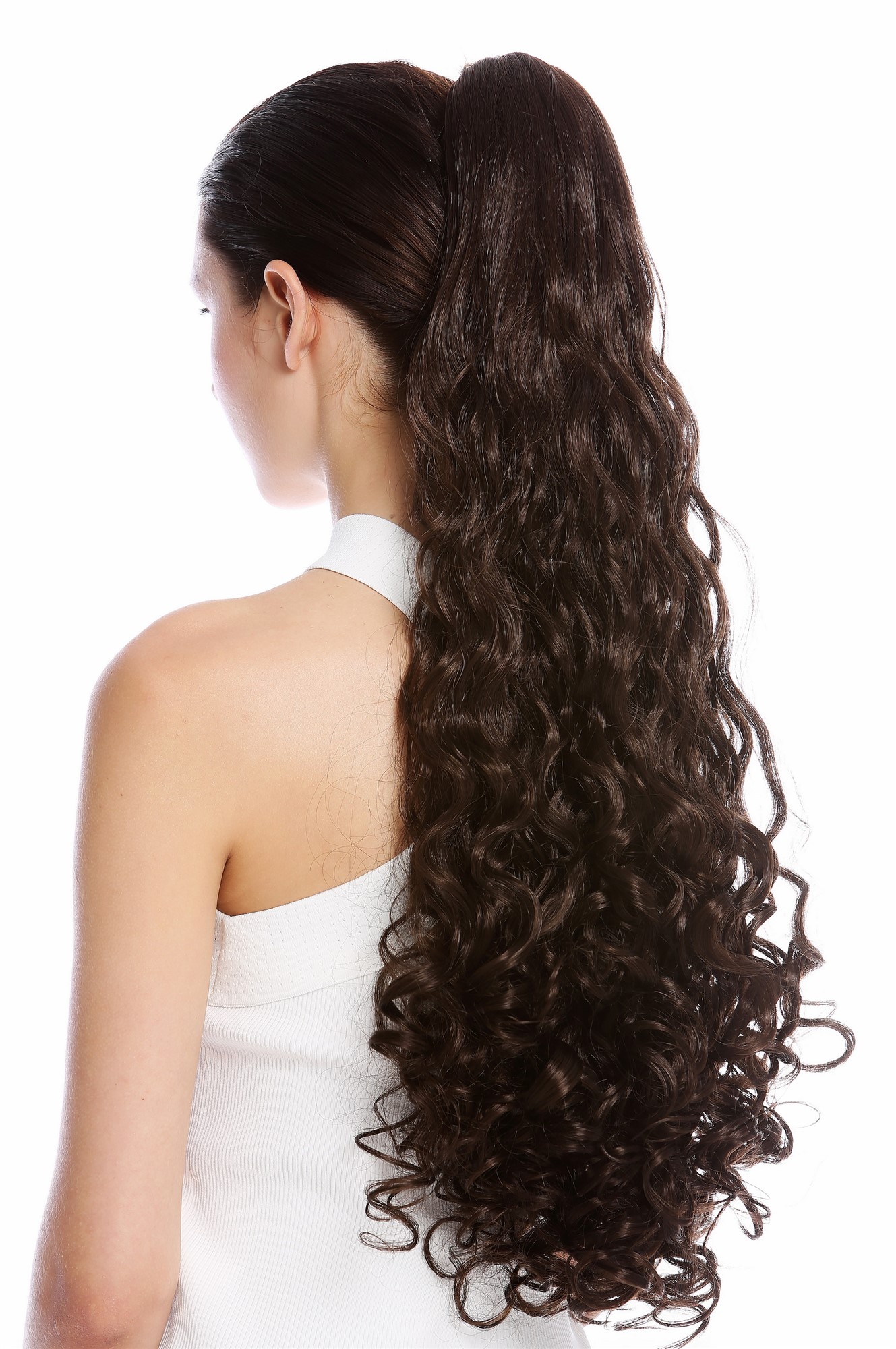 Ponytail Hairpiece very long curled curls curly chocolate bown 23" N440, front view, WIG ME UP: Your Perücken Online Shop Ponytails, medium brown, curled, long