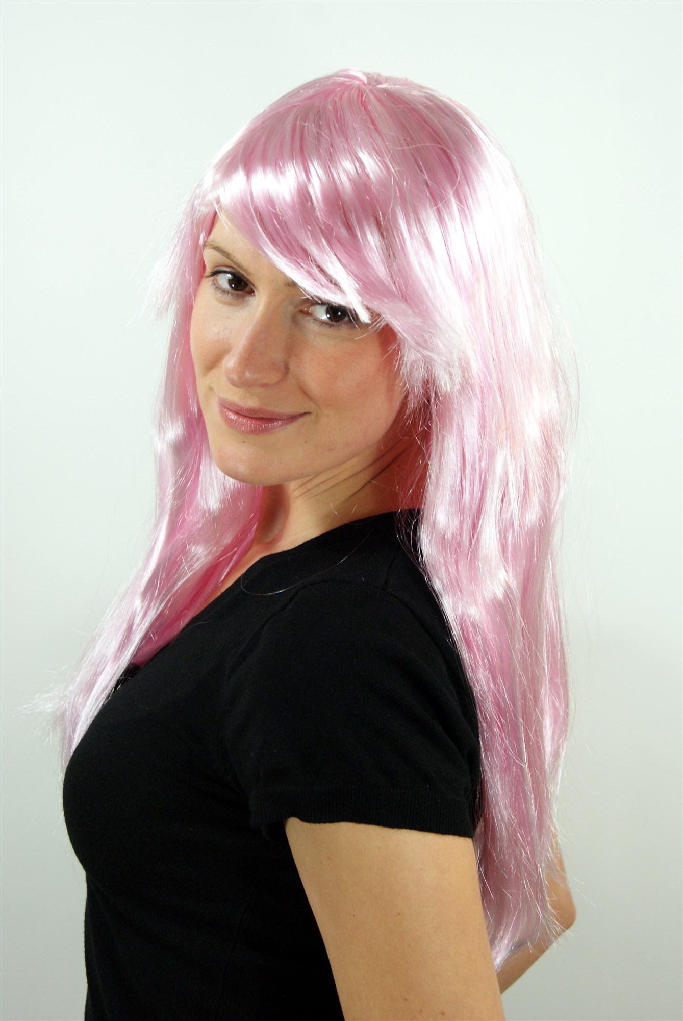 günstige Party Perücke, Rosa Langhaarperücke LM3040-PC28, Ansicht 2, WIG ME UP: Ihr Perücken Online Shop glatte Party Perücke Pink lange Haare für Damen