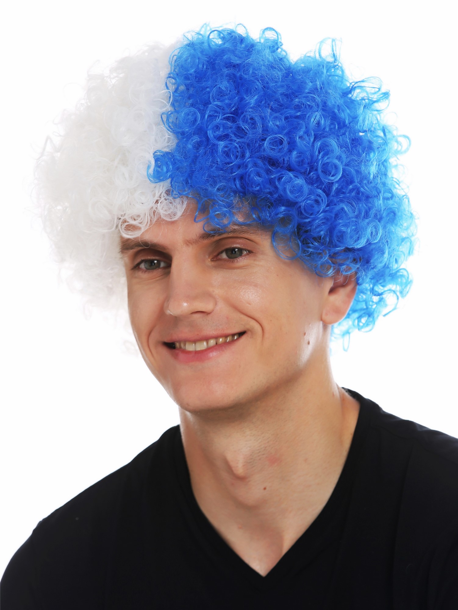 Party Wig, Unisex, blue-white mix, curled, short