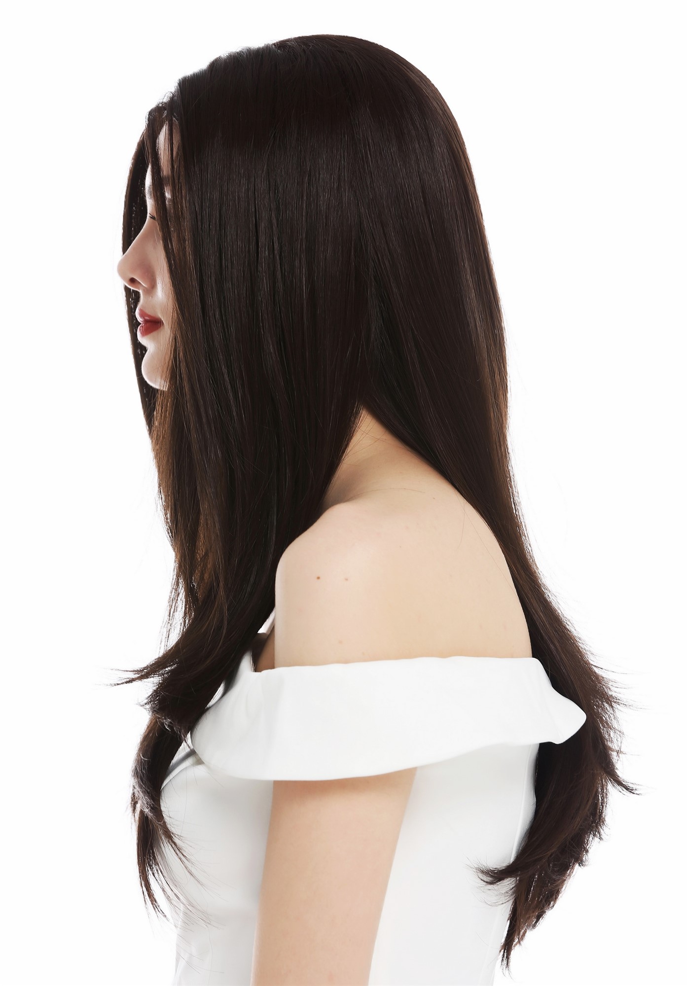 Lady wig lace front sleek long parting brown dark brown blend TYM-060-LF, view 3, WIG ME UP: Your Perücken Online Shop Quality Wigs, Ladies, brown mix, straight, long