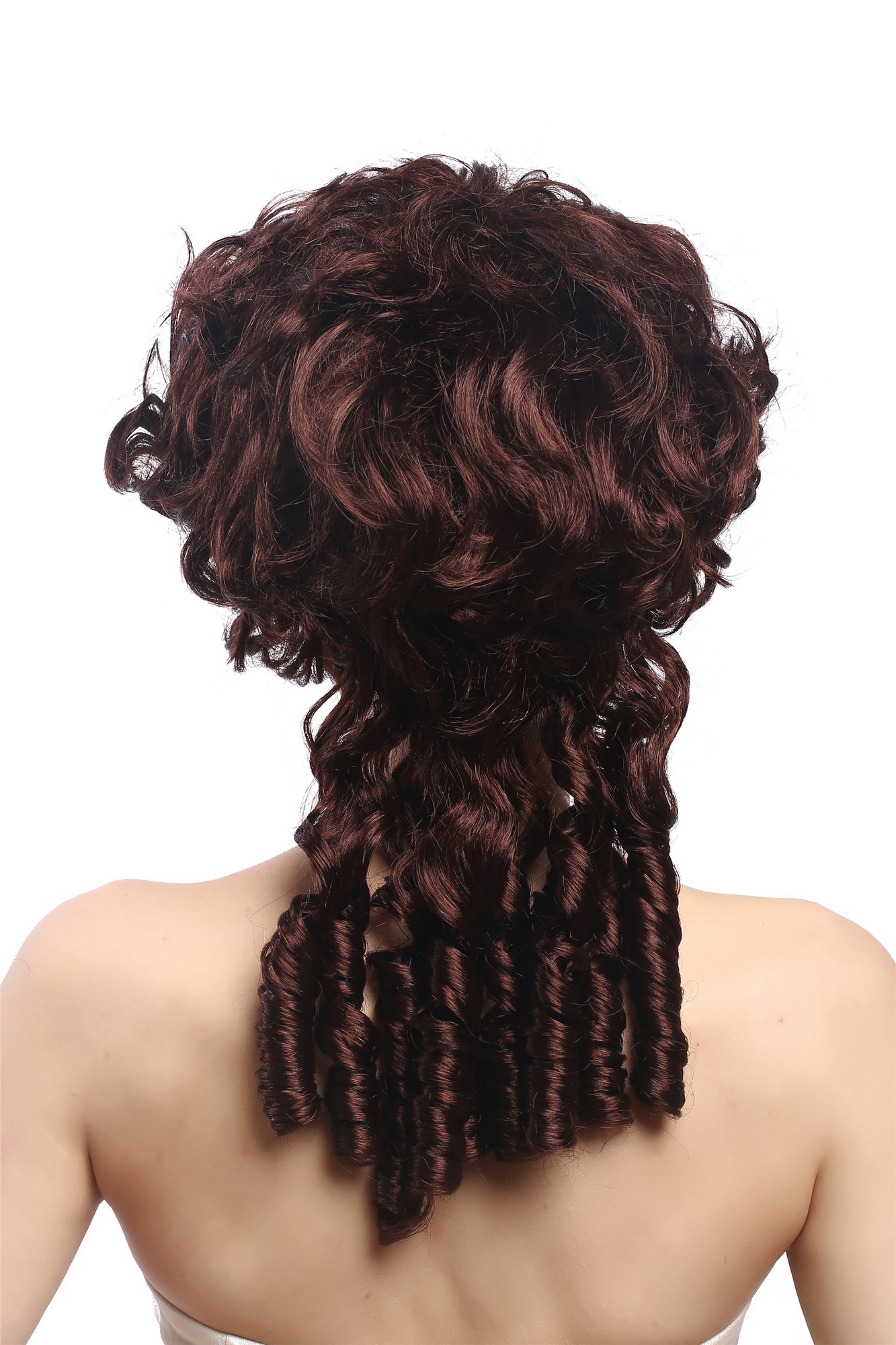 günstige Party Perücke, Perücke Barock Spirallocken Toupiert Braun DH1009-ZA30, Ansicht 3, WIG ME UP: Ihr Perücken Online Shop lockige Party Perücke Braun schulterlange Haare für Damen