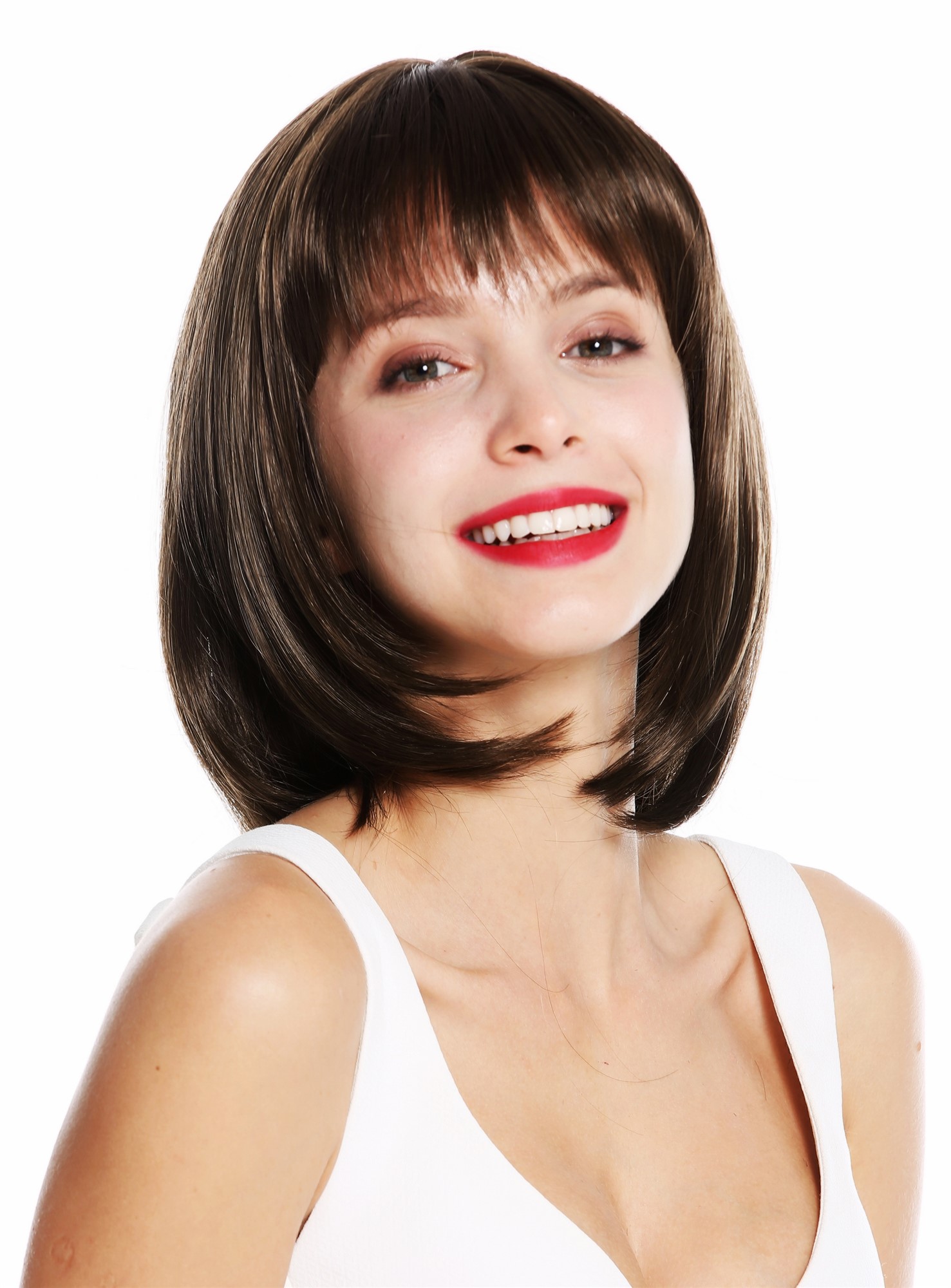 Women's wig long straight layered wavy medium brown long fringe bangs VK-28, view 2, WIG ME UP: Your Perücken Online Shop Quality Wigs, Ladies, ash brown, wavy, long
