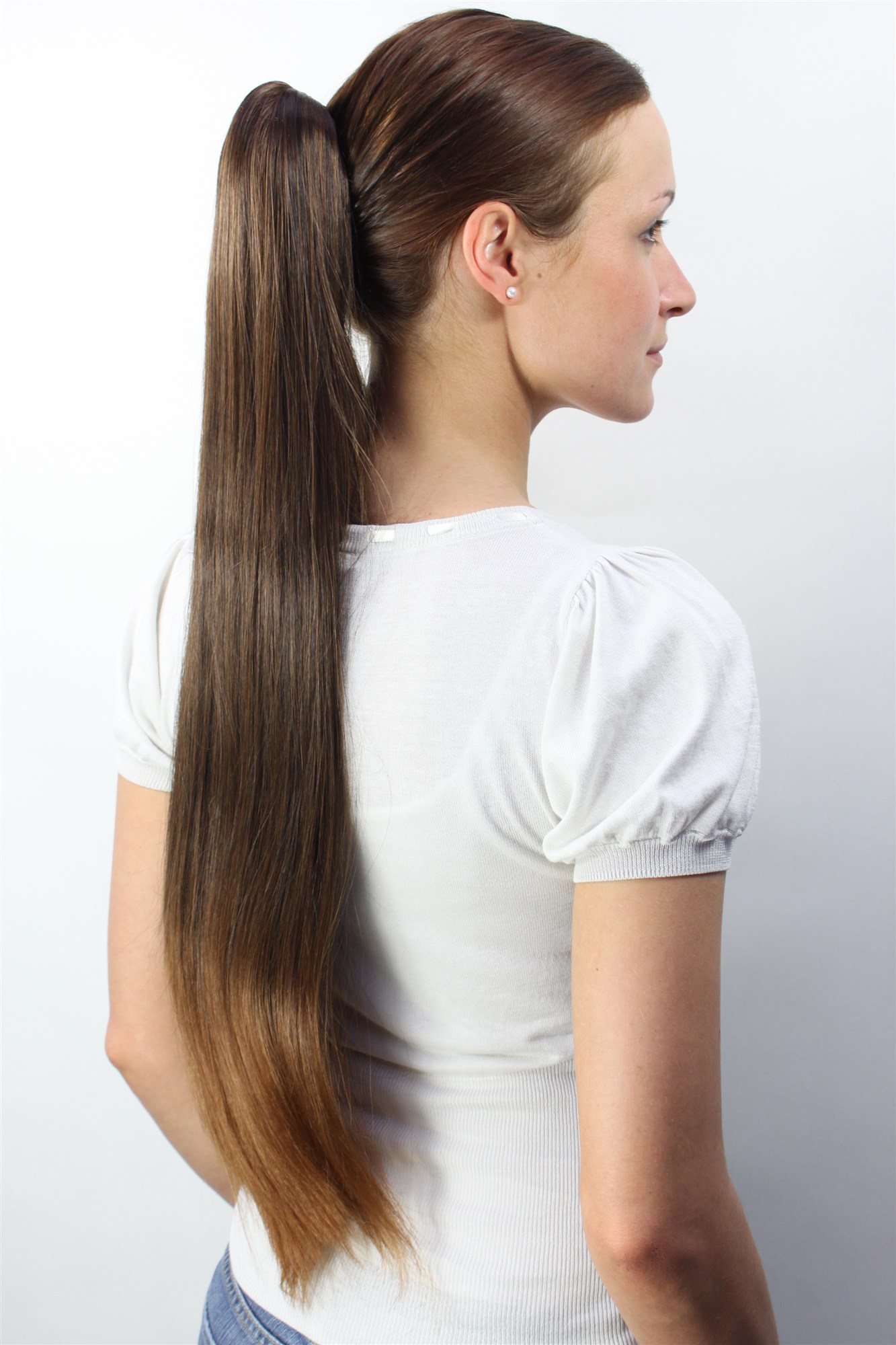 Ponytails, brown mix, straight, long