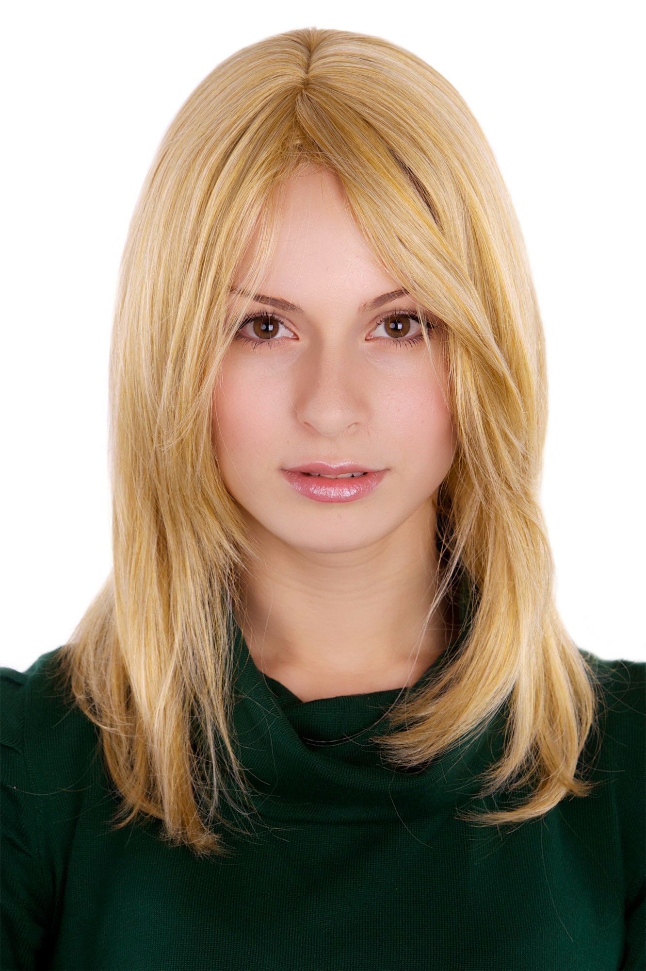 Lady women wig medium length blonde straight very long fringe parted 3240, front view, WIG ME UP: Your Perücken Online Shop Quality Wigs, Ladies, Blonde, straight, long
