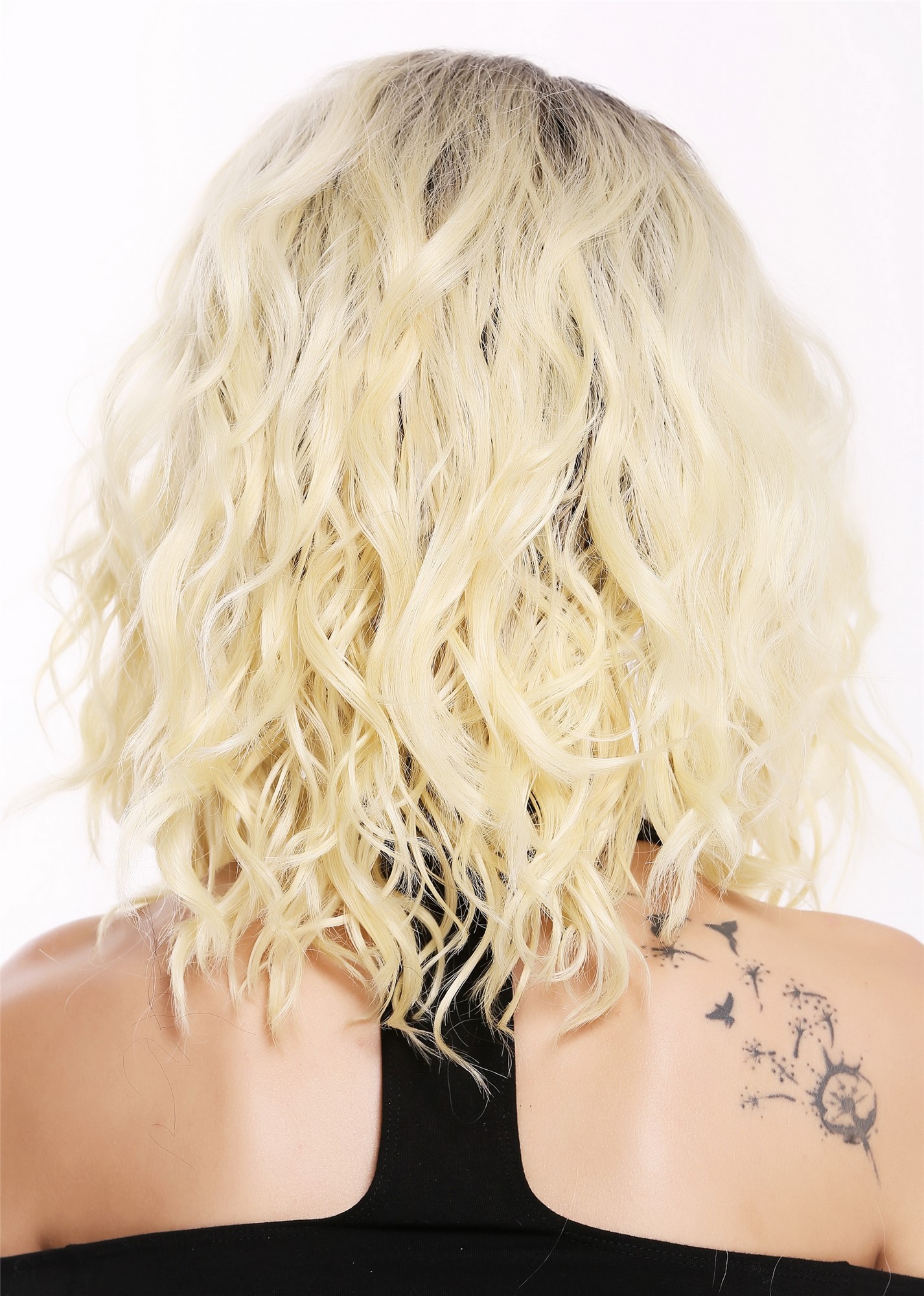 Lady wig lace front mono curls voluminous parting ombre black blonde LO1702-MF, view 4, WIG ME UP: Your Perücken Online Shop Quality Wigs, Ladies, straw blonde-black brown mix, wavy, shoulder-length