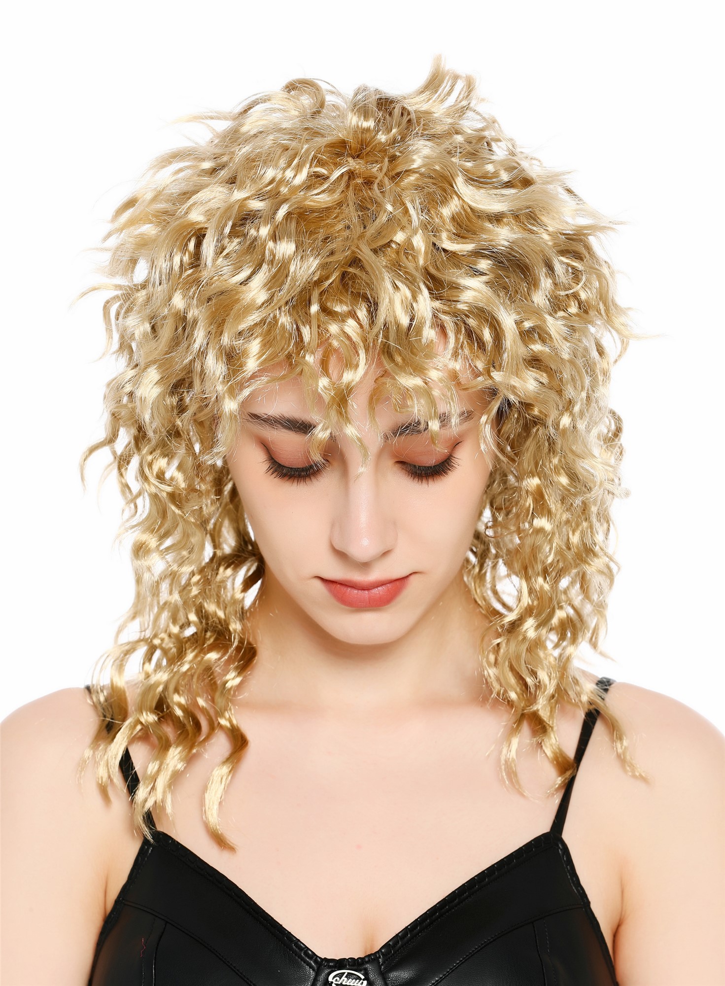 lockige Party-Perücke Goldblond-Aschblond-Mix 50 cm lange Perücke für Damen