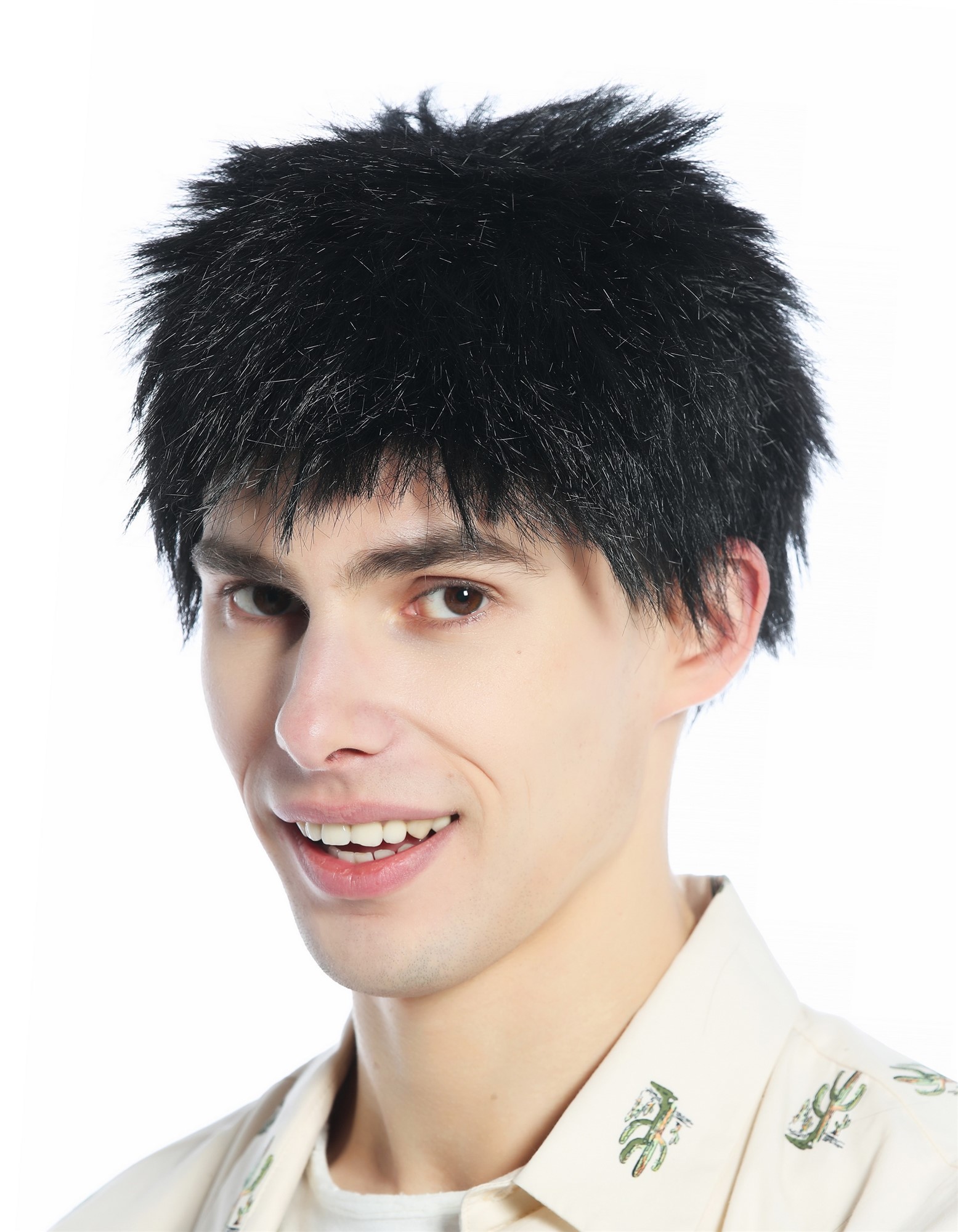 günstige Party Perücke, Perücke schwarz kurz struppig abstehende Haare Igel-Frisur retro 91803-ZA103, Ansicht 6, WIG ME UP: Ihr Perücken Online Shop glatte Party Perücke Pechschwarz kurze Haare Unisex