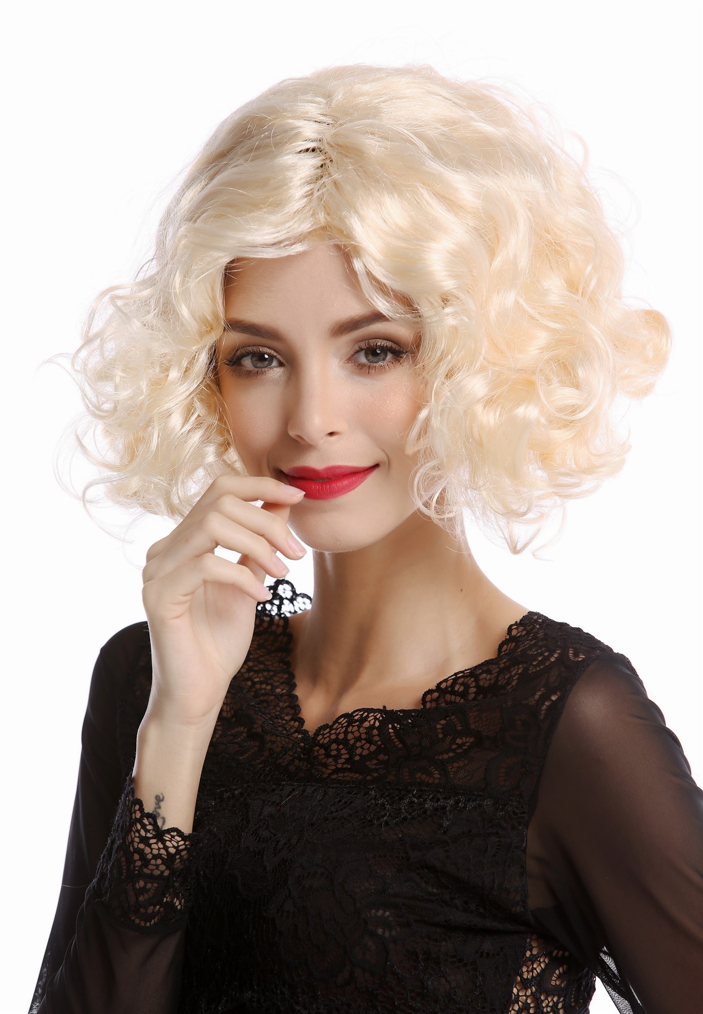 Wig Lady Women 20s 30s Hollywood Diva short curly straightened middle-parting bright blond, view 2, WIG ME UP: Your Perücken Online Shop Party Wig, Ladies, Blonde, curled, short