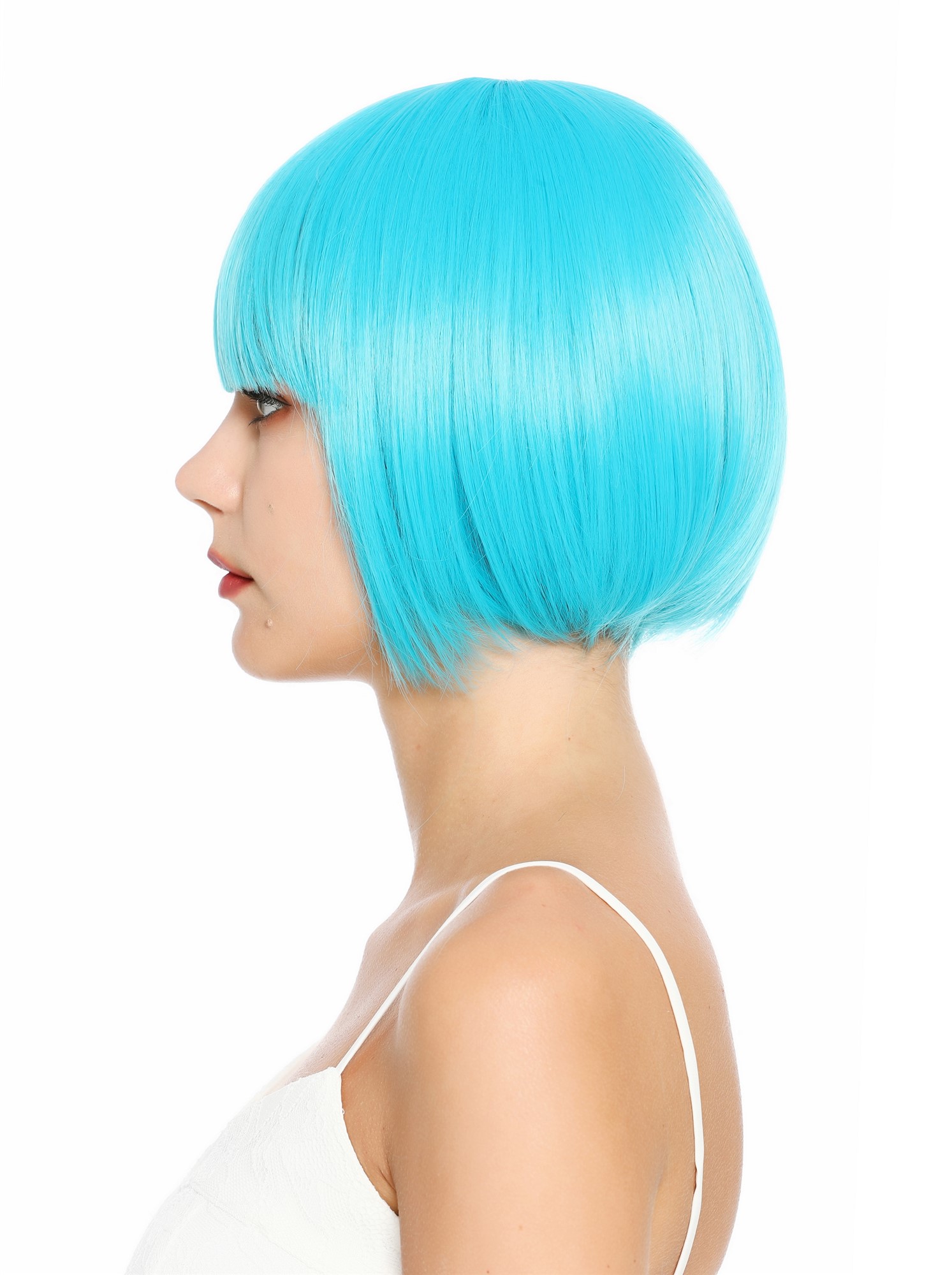 Damenperücke kurz Bob Pony glatt helles Blau Hellblau SZL0751-DHT4535
