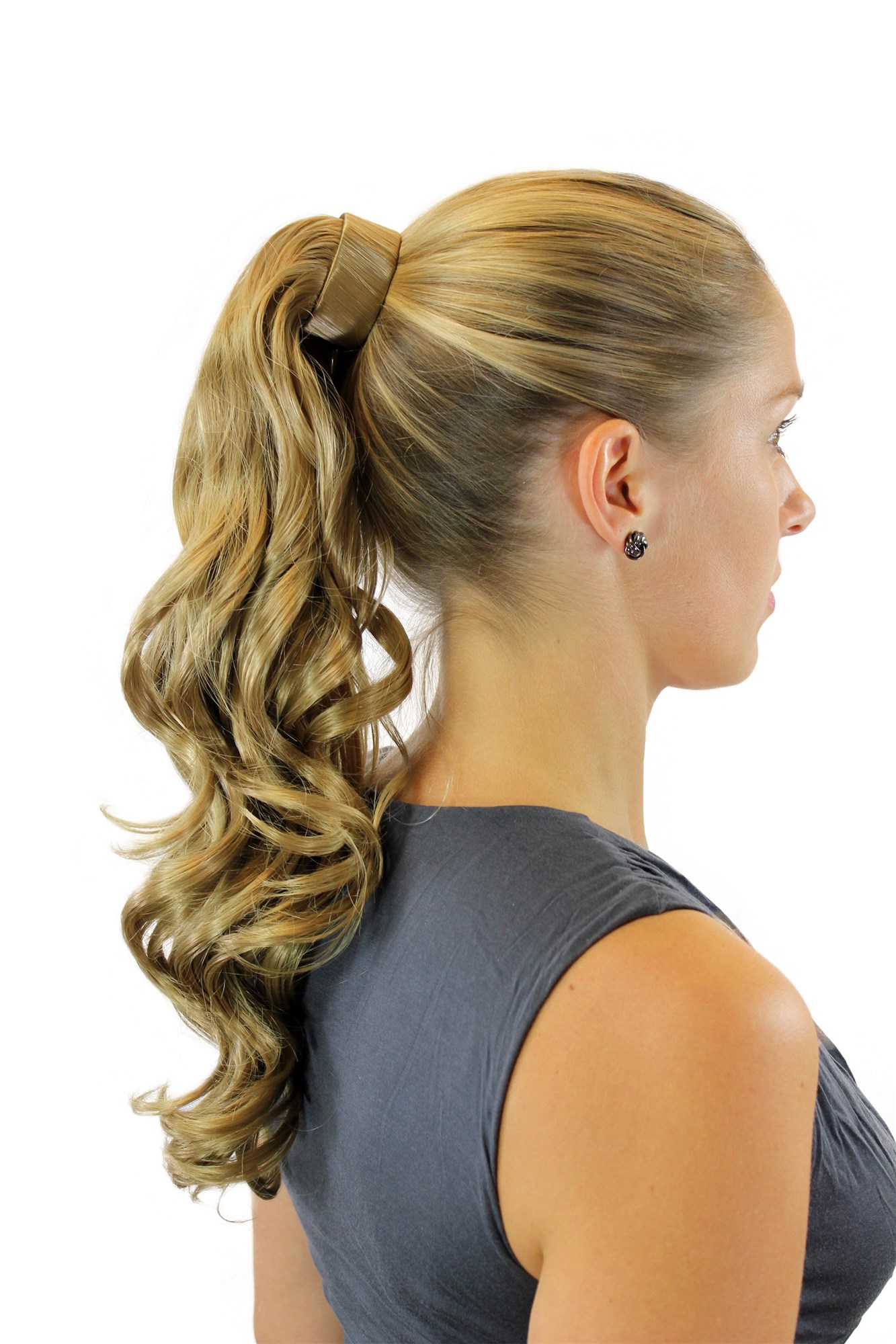 ROSY-22 Hairpiece PONYTAIL with comb and snapwrap long wavy slightly curled dark blond 18", view 3, WIG ME UP: Your Perücken Online Shop Ponytails, dark blonde, wavy, shoulder-length