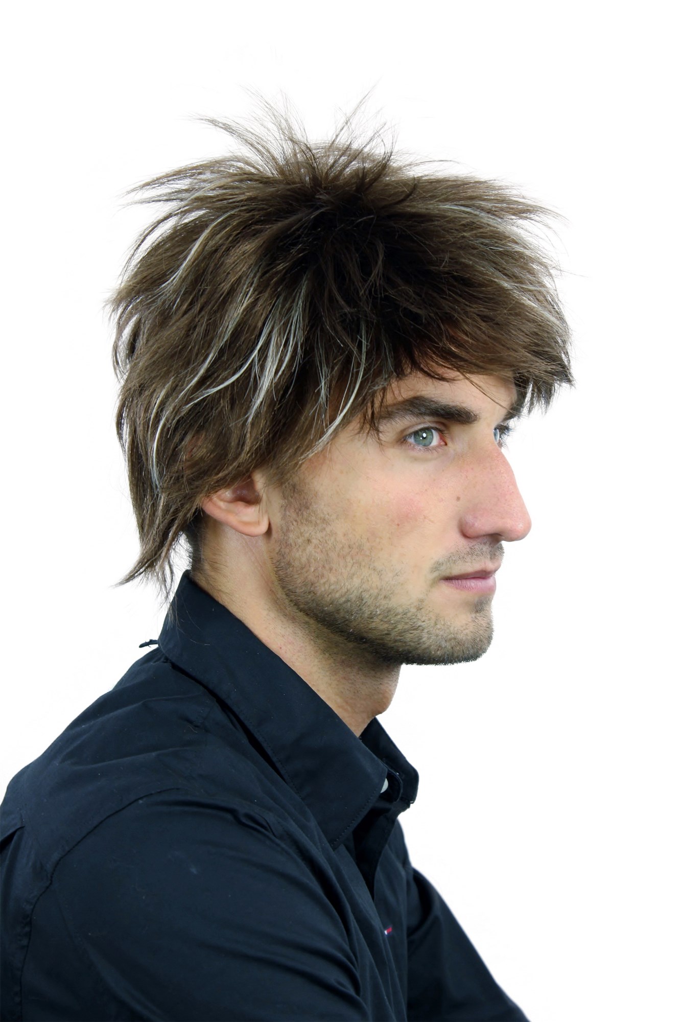 WL-2175-10H303 Men Gents  Wig short wild youthful brown streaked blond highlights, view 4, WIG ME UP: Your Perücken Online Shop Quality Wigs, Men, brown-blonde mix, wavy, short