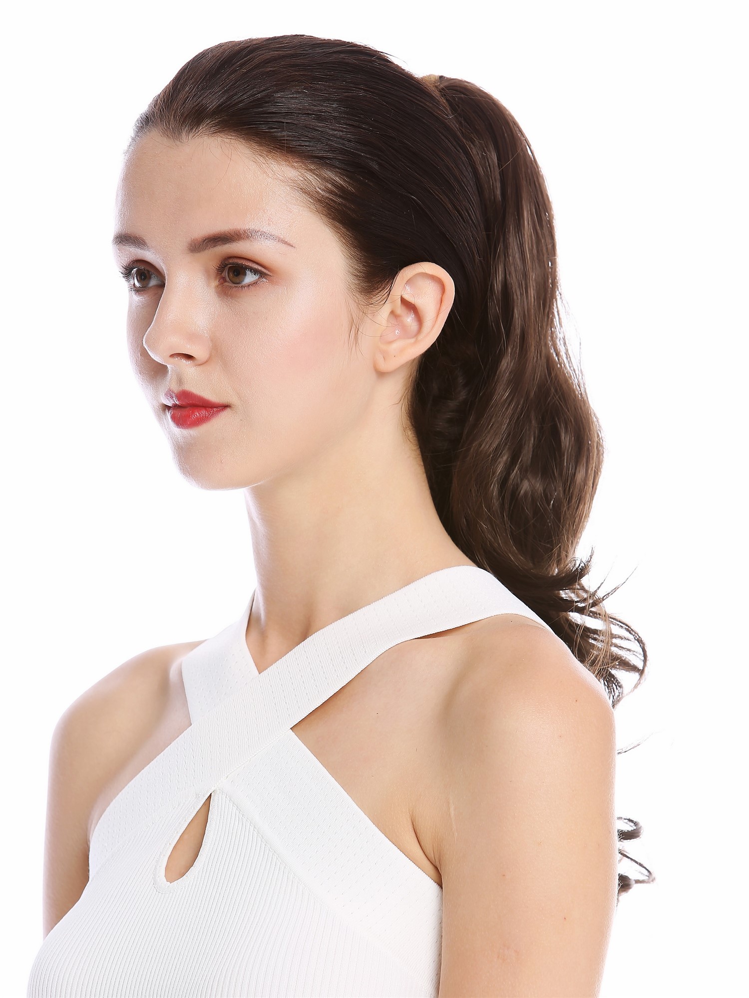 Ponytail Hairpiece Claw Grip Clamp long slightly curled brown 17" SP-31, view 3, WIG ME UP: Your Perücken Online Shop Ponytails, medium brown, curled, shoulder-length