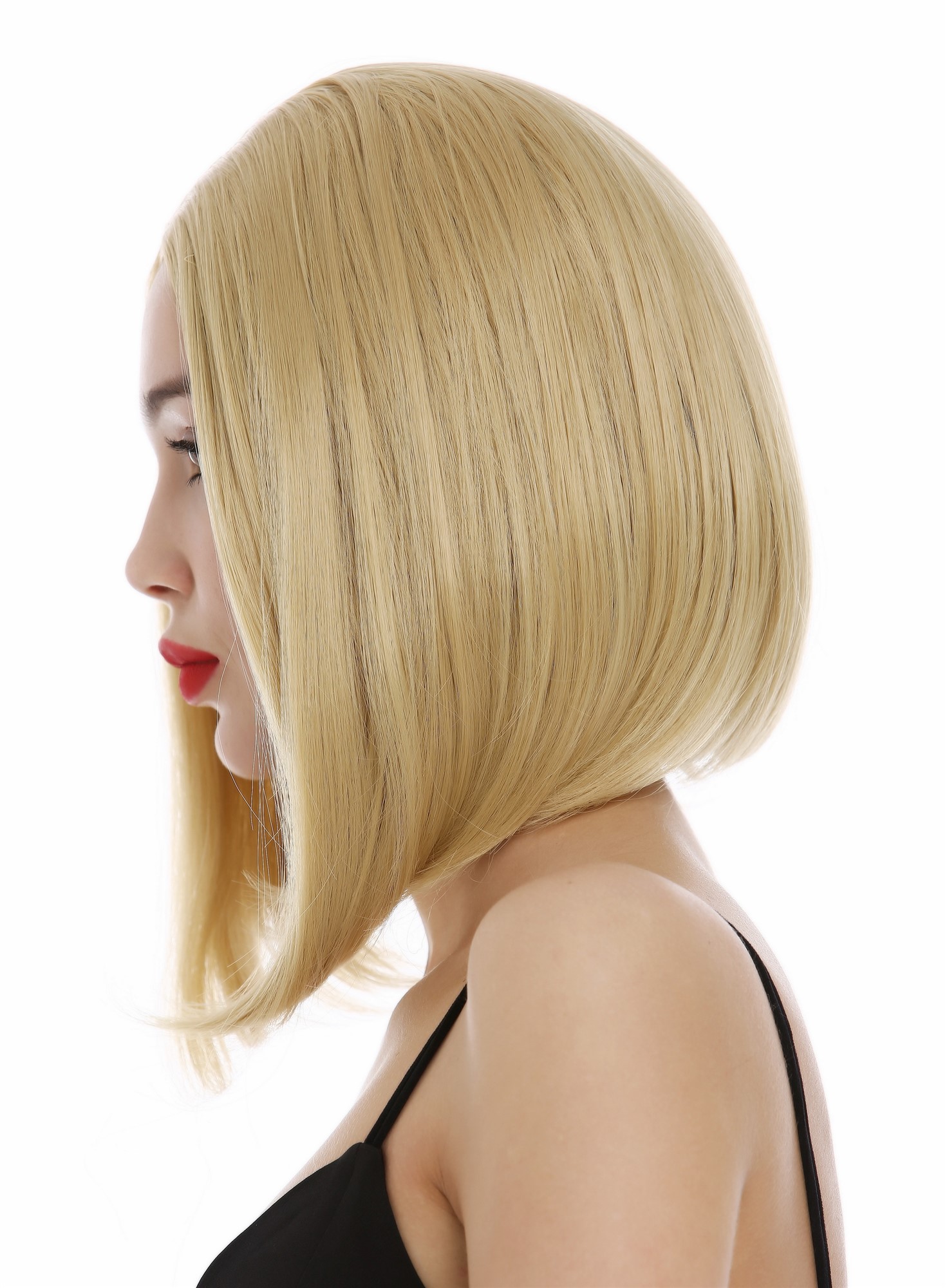 glatte Tressen-Perücke mit Kopfhaut-Imitat Karamelblond kurze Haare für Damen