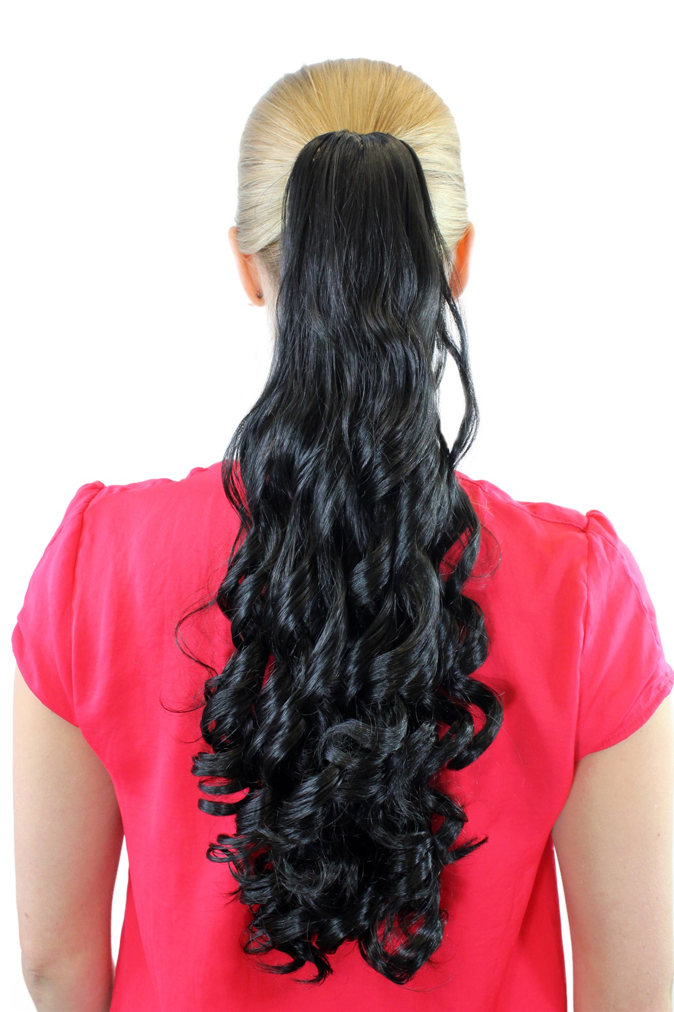Ponytail Hairpiece long black ringlets curls baroque colonial victorian 250 , front view, WIG ME UP: Your Perücken Online Shop Ponytails, black-brown, curled, shoulder-length