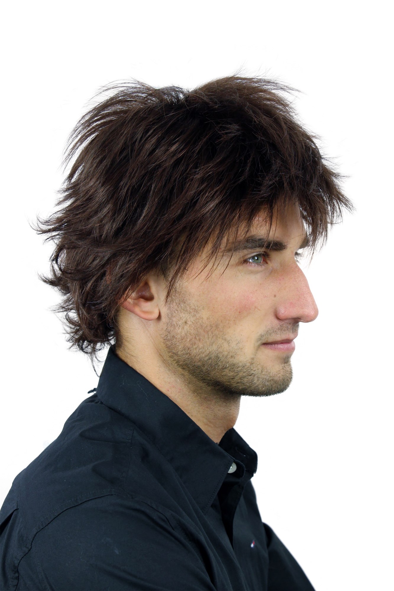 WL-0018-4/33 Men Gents  Wig medium length wild unkempt very voluminous Rock Star Look mahogany brown mix, view 2, WIG ME UP: Your Perücken Online Shop Quality Wigs, Men, brown mix, wavy, short