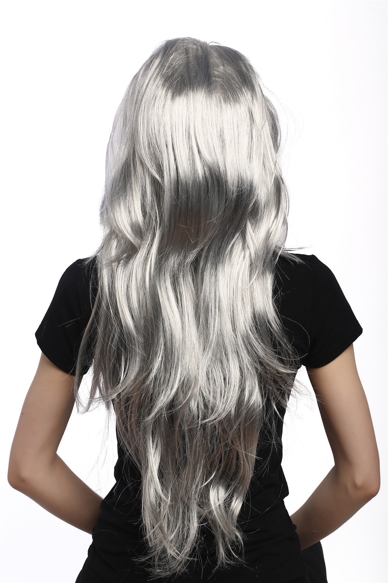 Lady Party Wig Fancy Dress grey very long straight teased backcombed Grandmother Witch Old Hippie, view 3, WIG ME UP: Your Perücken Online Shop Party Wig, Ladies, Grey, straight, long