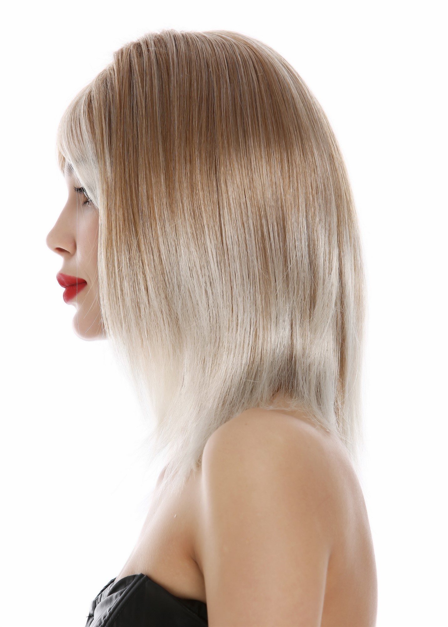 glatte Tressen-Perücke Blond-Mix schulterlange Haare für Damen