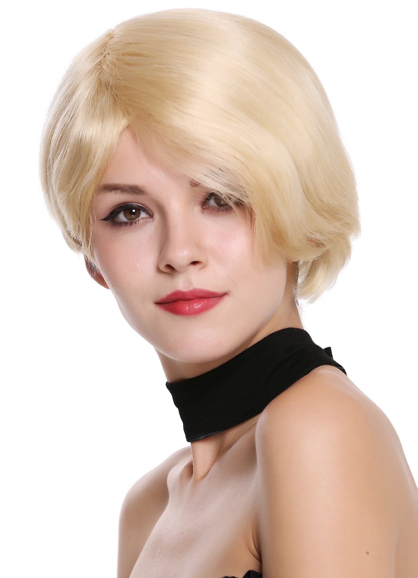 hochwertige Qualitätsperücken, Echthaar Perücke Scheitel kurz Platinblond RGH-5334-HH-613, Ansicht 3, WIG ME UP: Ihr Perücken Online Shop glatte Tressen-Perücke 100% Echthaar Platinblond kurze Haare für Damen