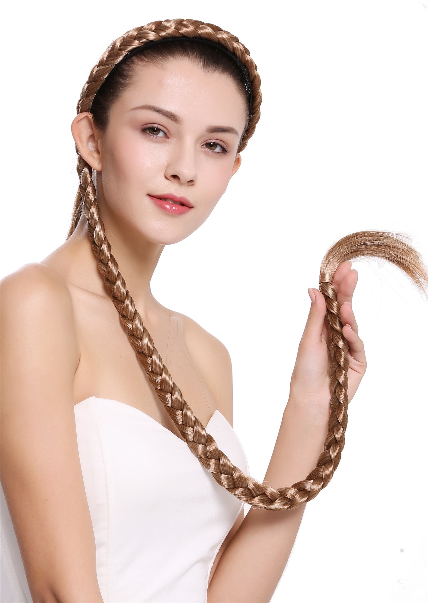 Haarreifen geflochten Erdbeerblond-Platinblond-Mix 95 cm
