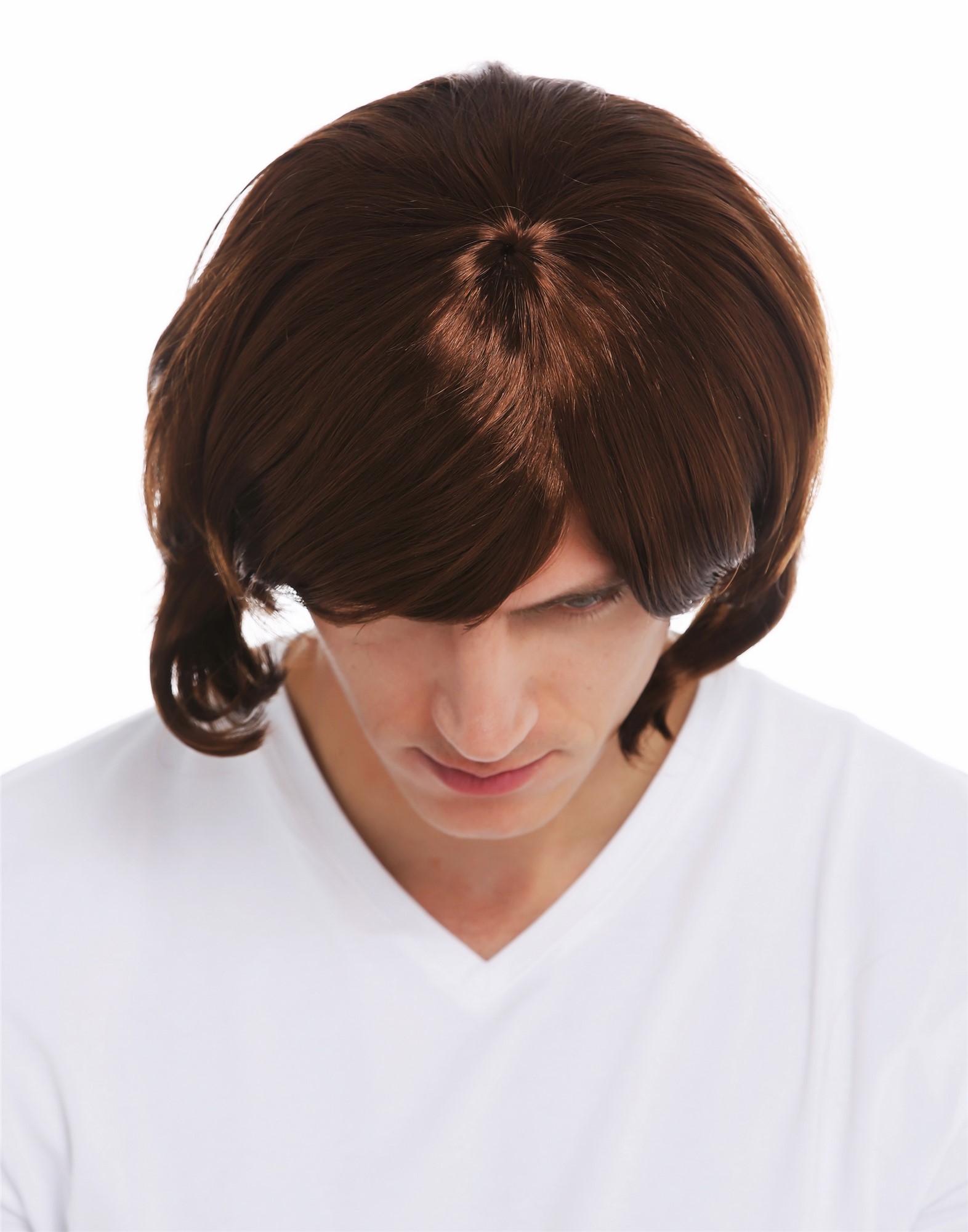 Wig carnival Halloween men middle ages minstrel crooner trashy hairstyle 2623, view 5, WIG ME UP: Your Perücken Online Shop Party Wig, Unisex, mahogany brown, wavy, short