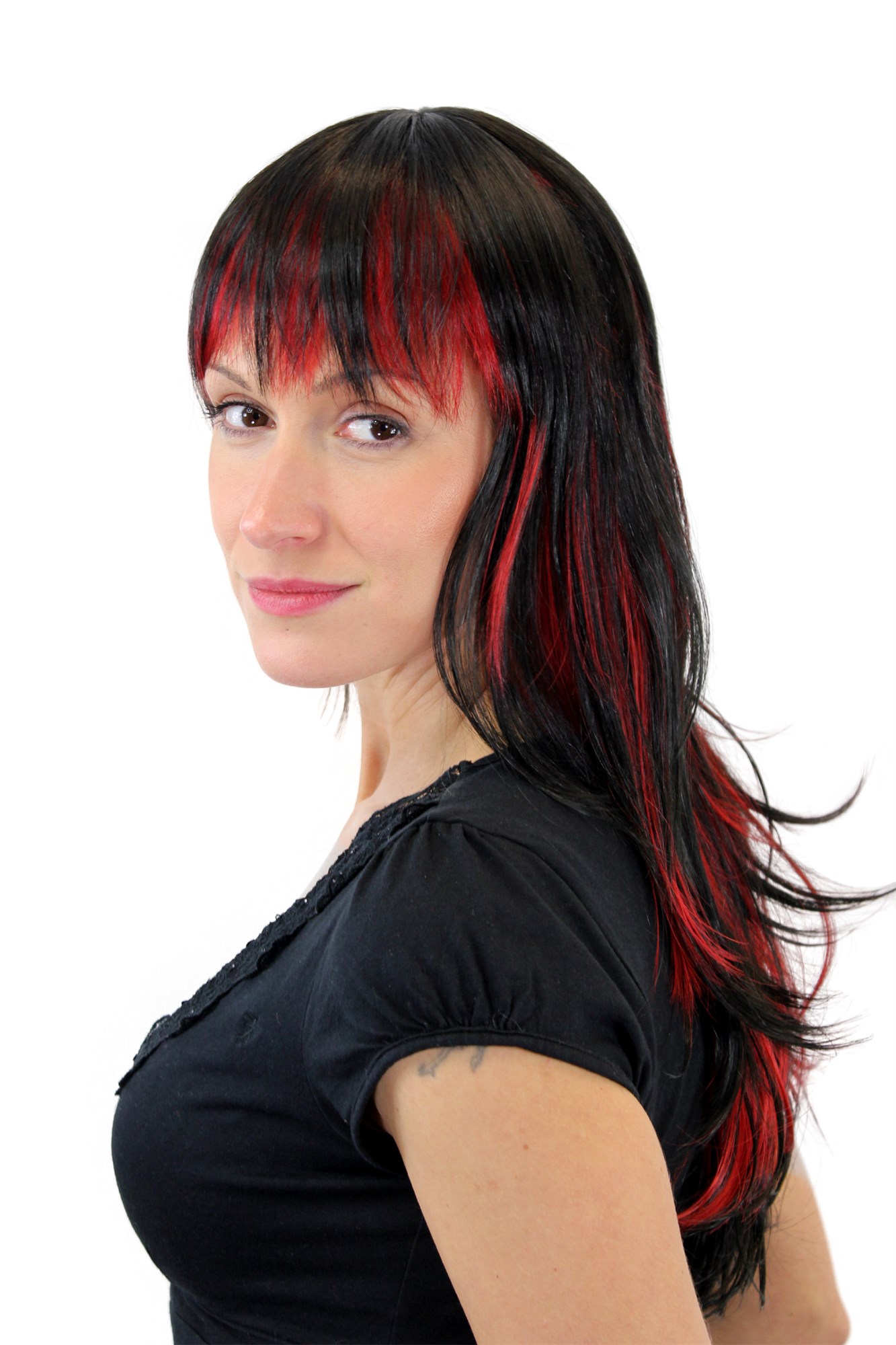 Quality Wigs, Ladies, black and red, straight, long