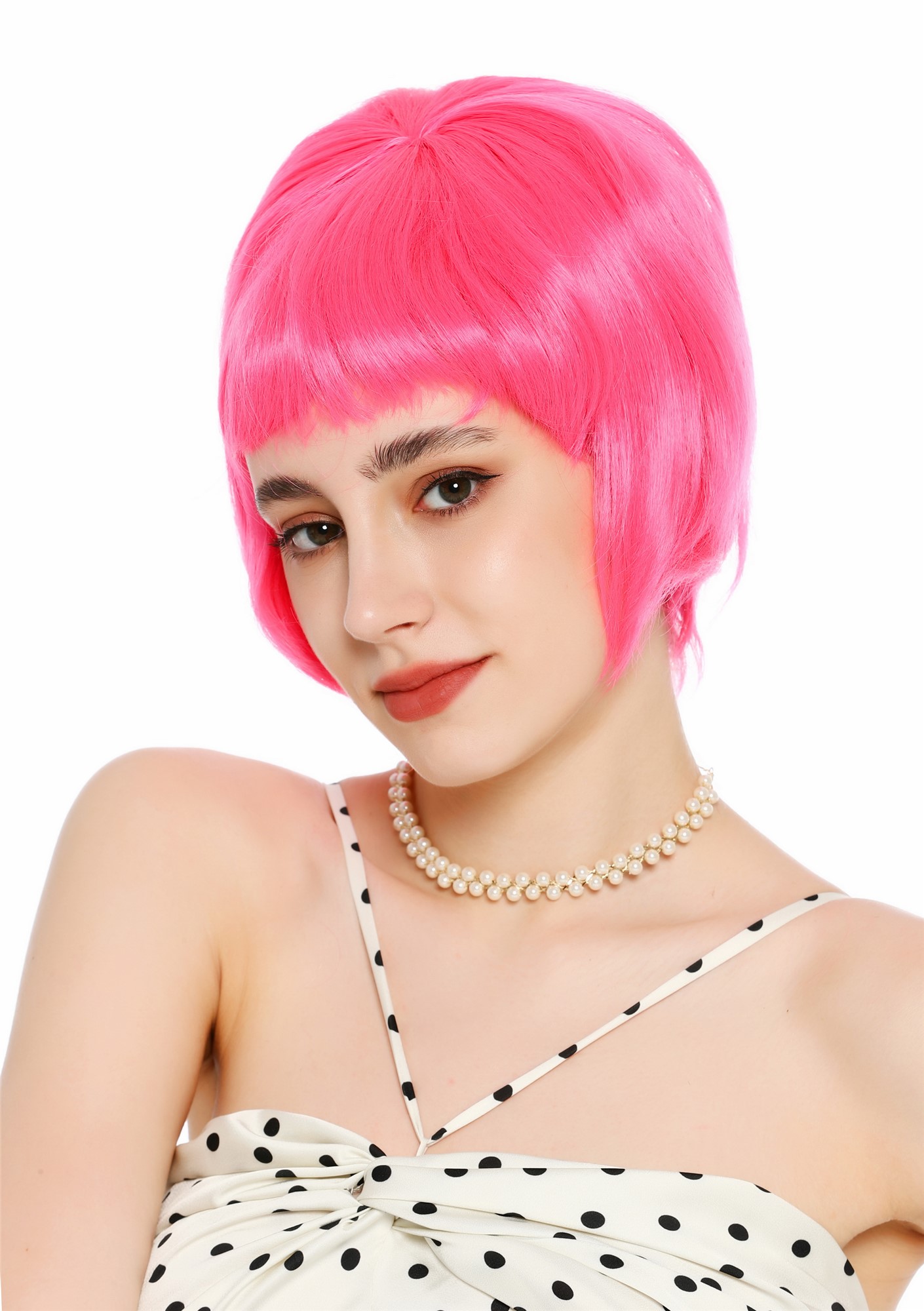Perücke Damen Retro Vintage 50er 60er Beehive Turmfrisur hochtoupiert kurz Pony Rosa Pink VK-71-HTC11