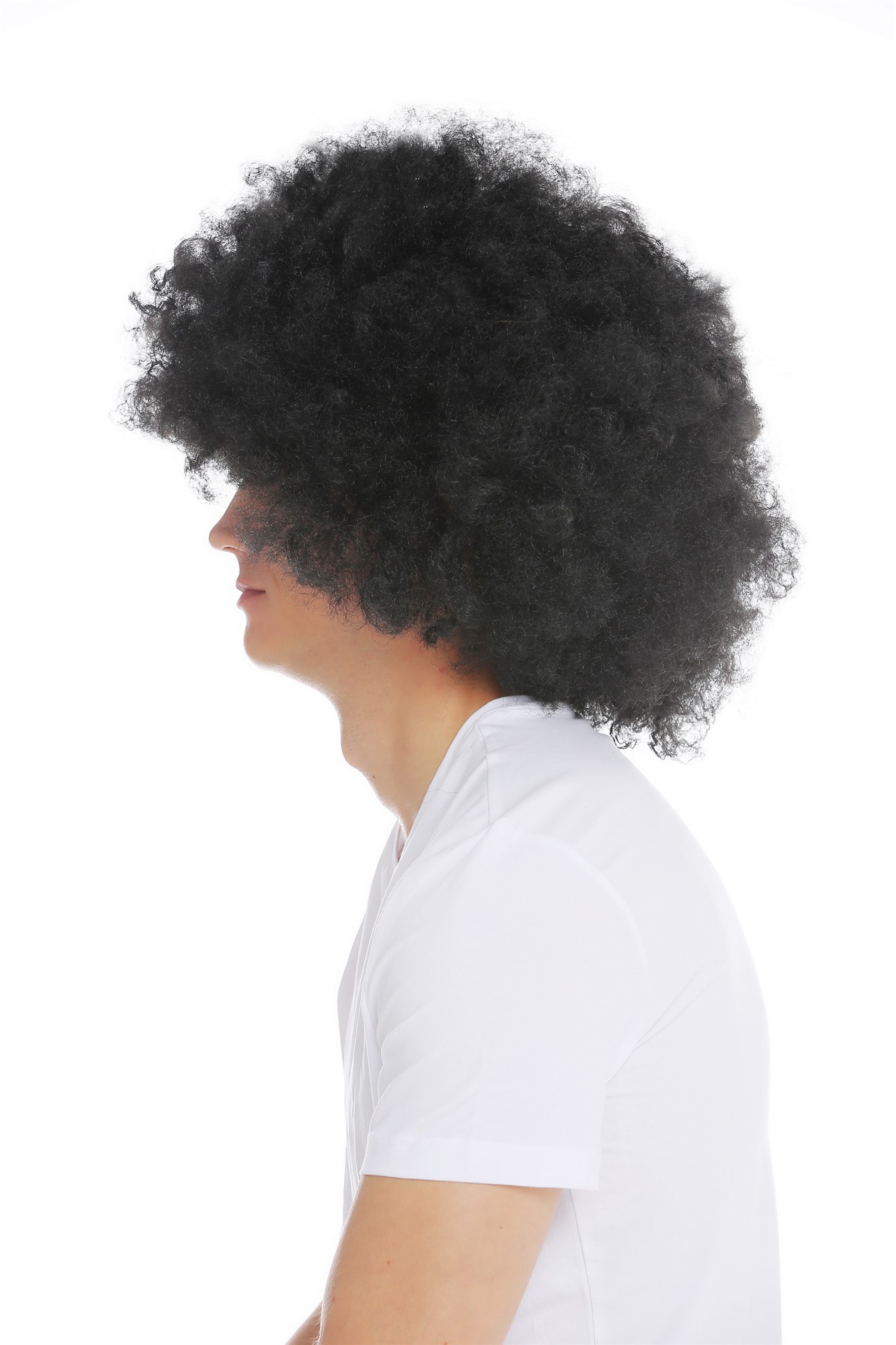 Party Wig, Unisex, pitch black, curled, shoulder-length