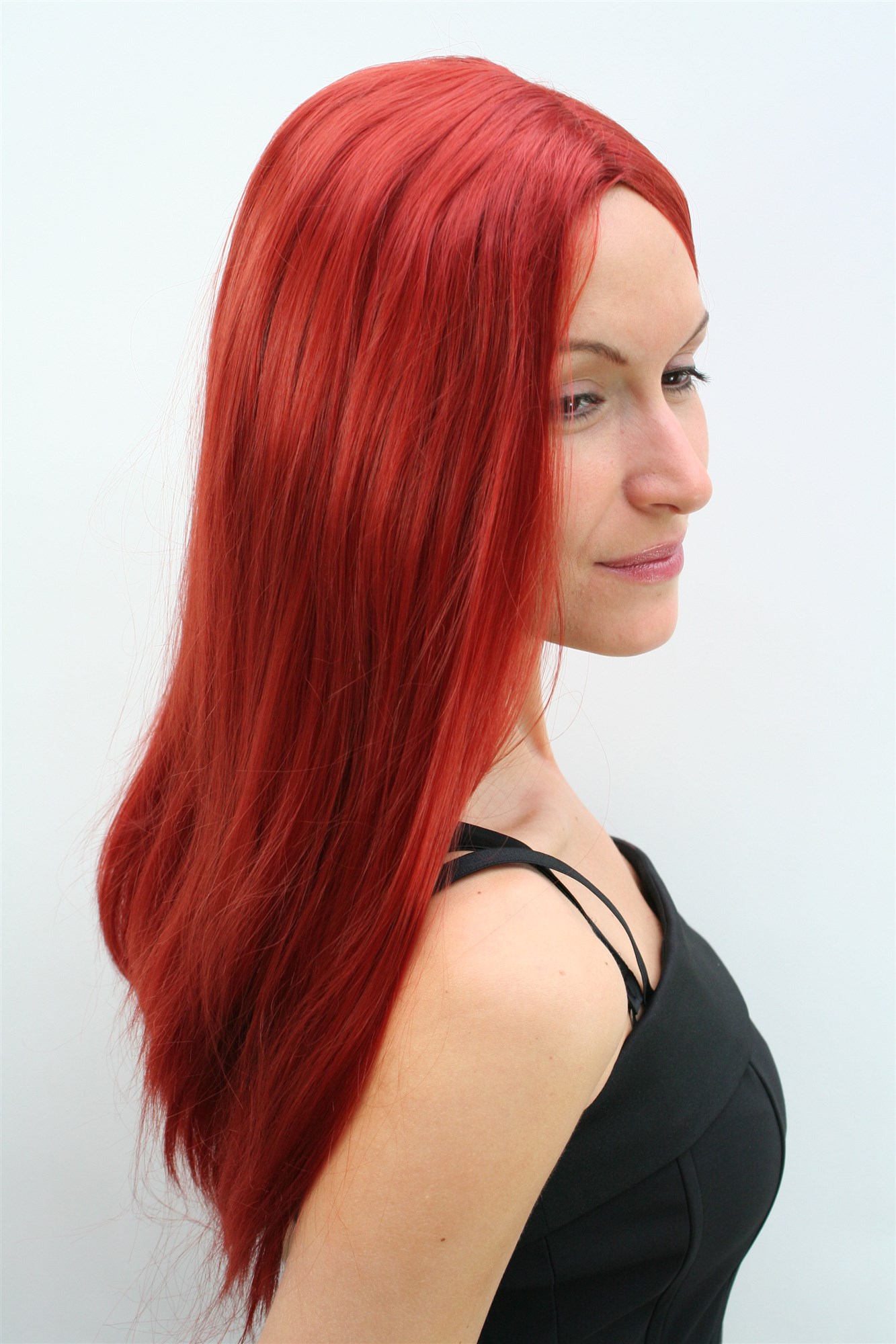 günstige Party Perücke, Perücke rot kupfer lang glatt Mittelscheitel TH 30, Ansicht 2, WIG ME UP: Ihr Perücken Online Shop glatte Party Perücke rot lange Haare für Damen