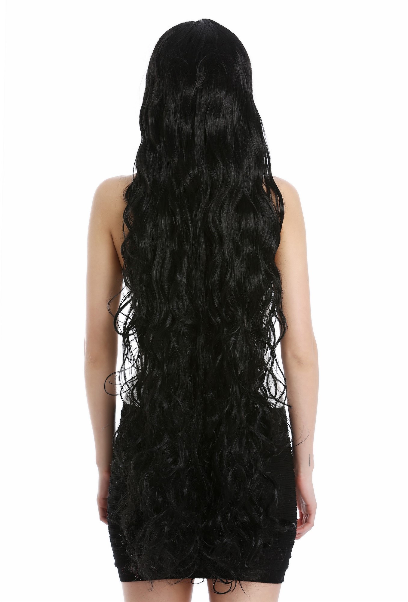 Lady wig extremely long wavy to slightly curled curls middle parting black VK-40, view 5, WIG ME UP: Your Perücken Online Shop Quality Wigs, Ladies, velvet black, wavy, very long