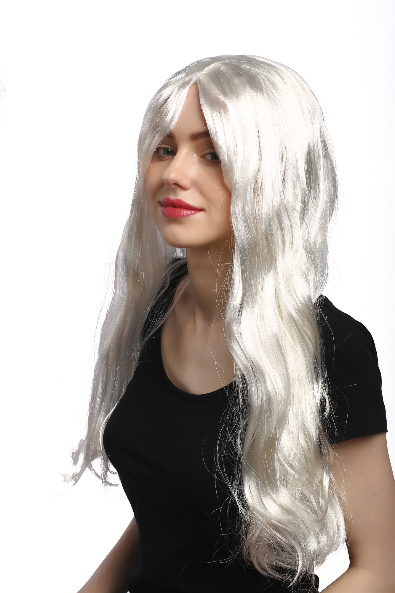 Lady Party Wig Fancy Dress silvery white long straight hair Snow Queen Ice Princess middle parting, view 4, WIG ME UP: Your Perücken Online Shop Party Wig, Ladies, White, straight, long
