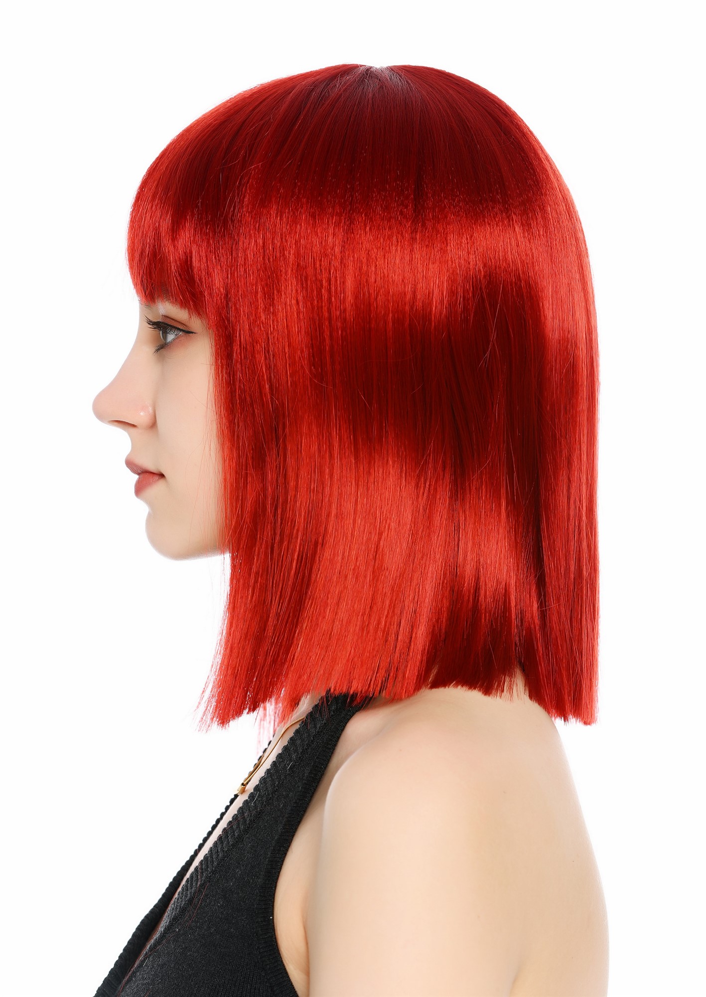 Perücke Damen Longbob glatt schulterlang Pony Clavi-Cut Rot Feuerrot VK-64-137