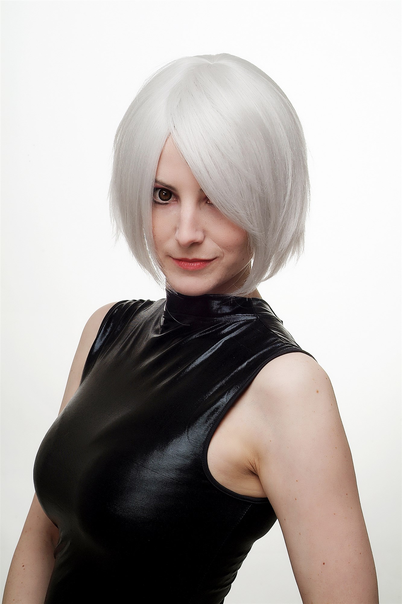 Lady wig women cosplay short wild grey white Bob Wave Goth 1261, view 7, WIG ME UP: Your Perücken Online Shop Quality Wigs, Ladies, white-gray, straight, short