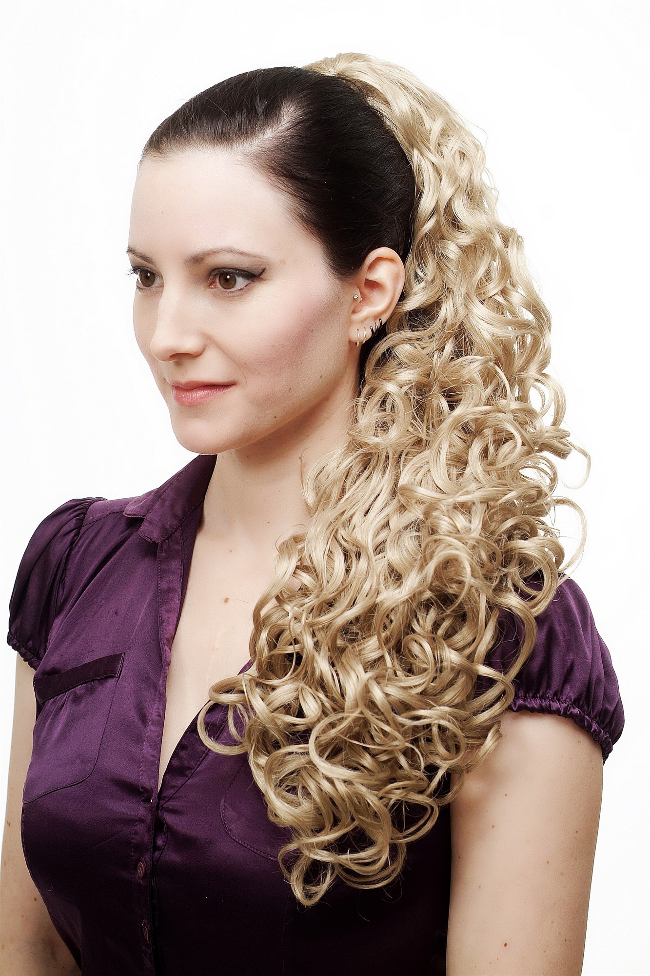 N310-22 Hairpiece PONYTAIL extension VERY long MASSIVE volume voluminous curly AMAZING curls kinks middle medium blond 23", view 3, WIG ME UP: Your Perücken Online Shop Ponytails, light blonde, curled, long
