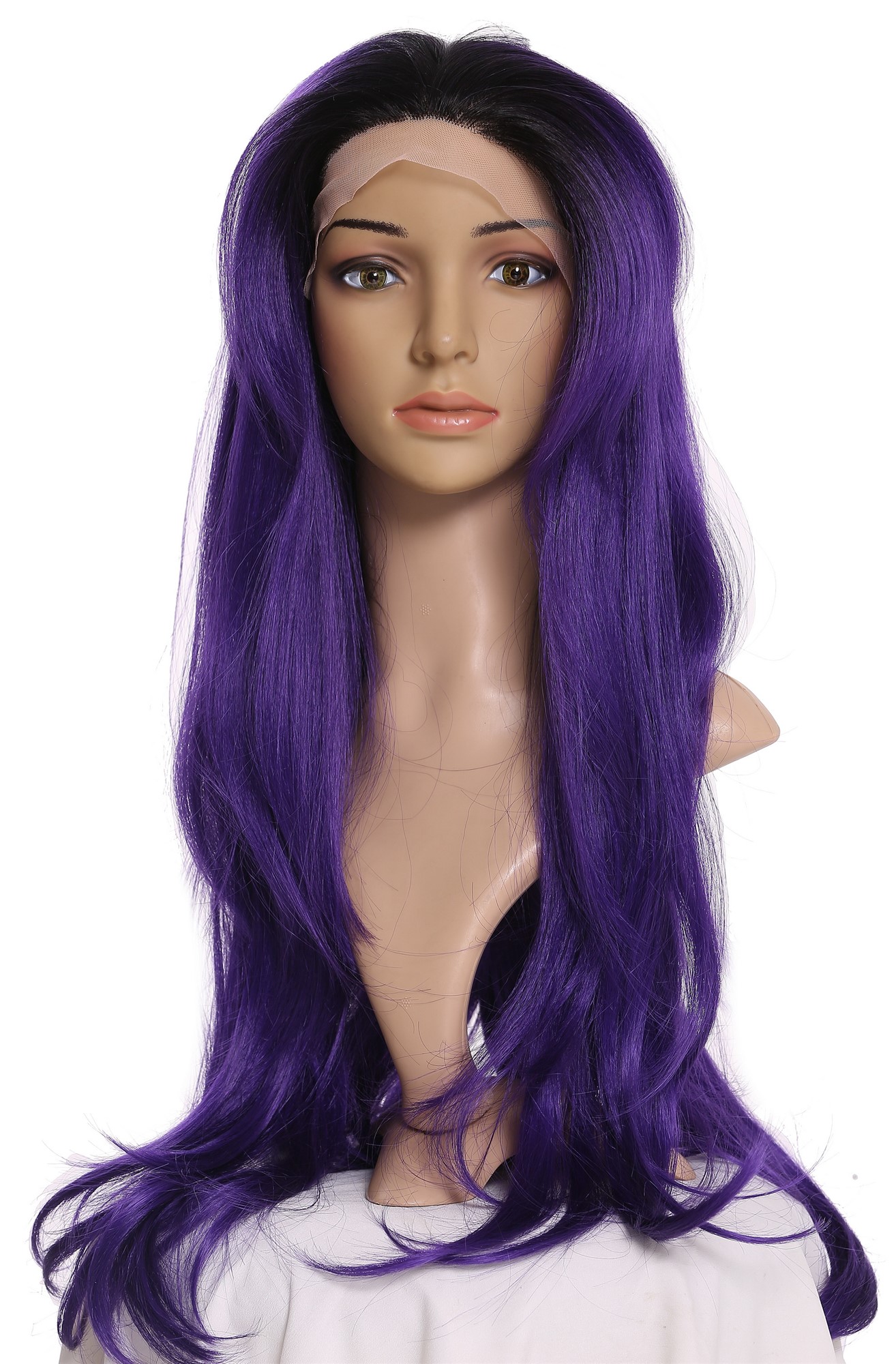 Lady wig lace front monofilament very long sleek ombre black purple 81382+10P-MF, view 6, WIG ME UP: Your Perücken Online Shop Quality Wigs, Ladies, dark purple-velvet black mix, straight, very long