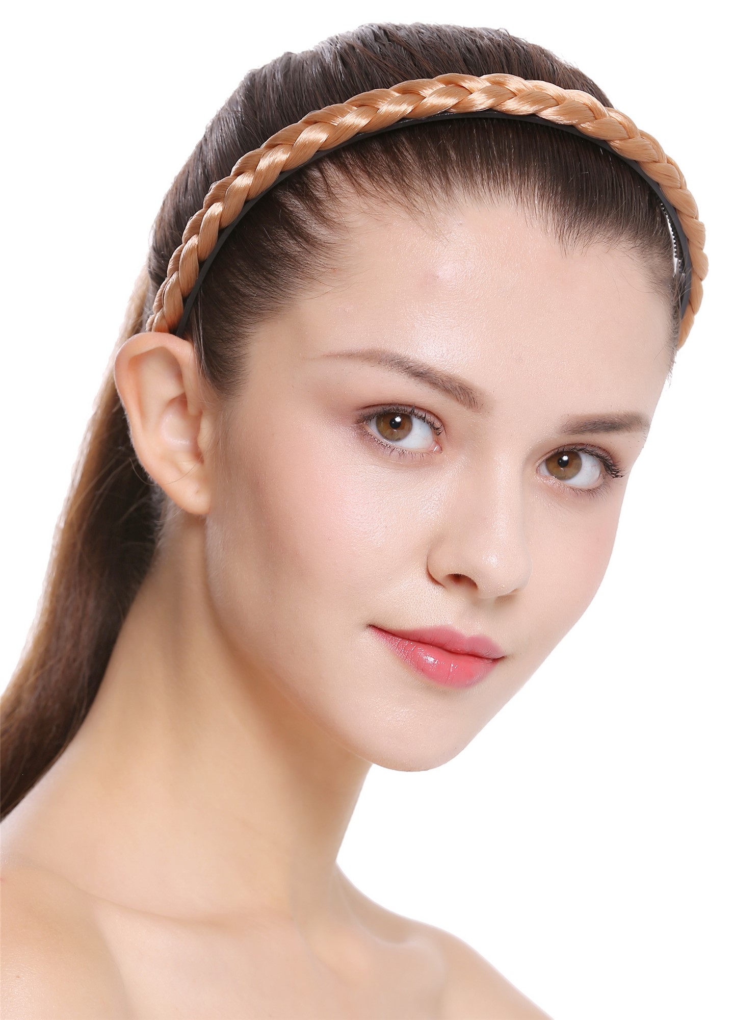 Geflochtener schmaler Haarreif 1,2 cm schmal Rotblond CXT-003-416, Vorderansicht, WIG ME UP: Ihr Perücken Online Shop Haarreifen geflochten Rotblond 30 cm