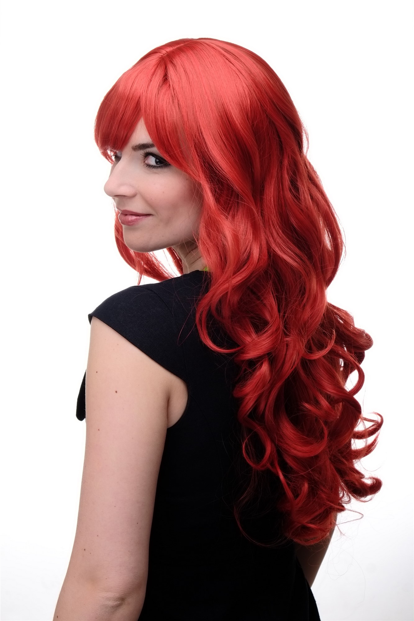 hochwertige Qualitätsperücken, Lange Damen Perücke mit großen kräftigen Locken Pony Rot-Mix Feuerrot 285-137, Ansicht 3, WIG ME UP: Ihr Perücken Online Shop lockige Tressen-Perücke mit Kopfhaut-Imitat Rot-Mix lange Haare für Damen