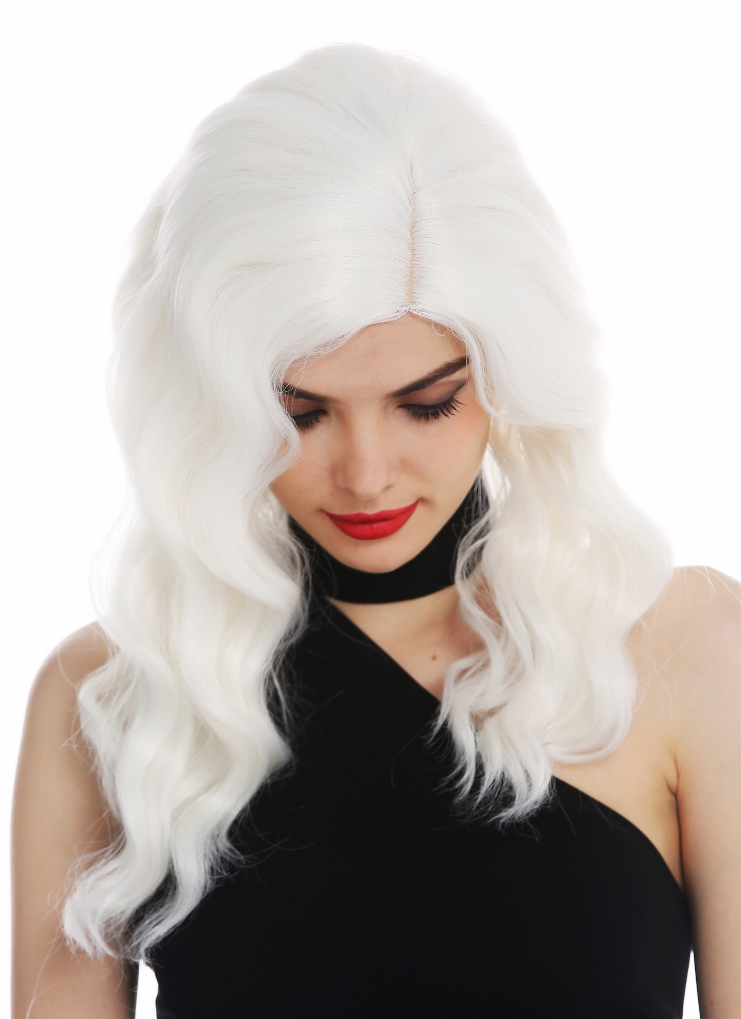Lady wig long parting wavy waved classy 1930s Hollywood diva white VK-58, view 5, WIG ME UP: Your Perücken Online Shop Quality Wigs, Ladies, blossom white, wavy, shoulder-length