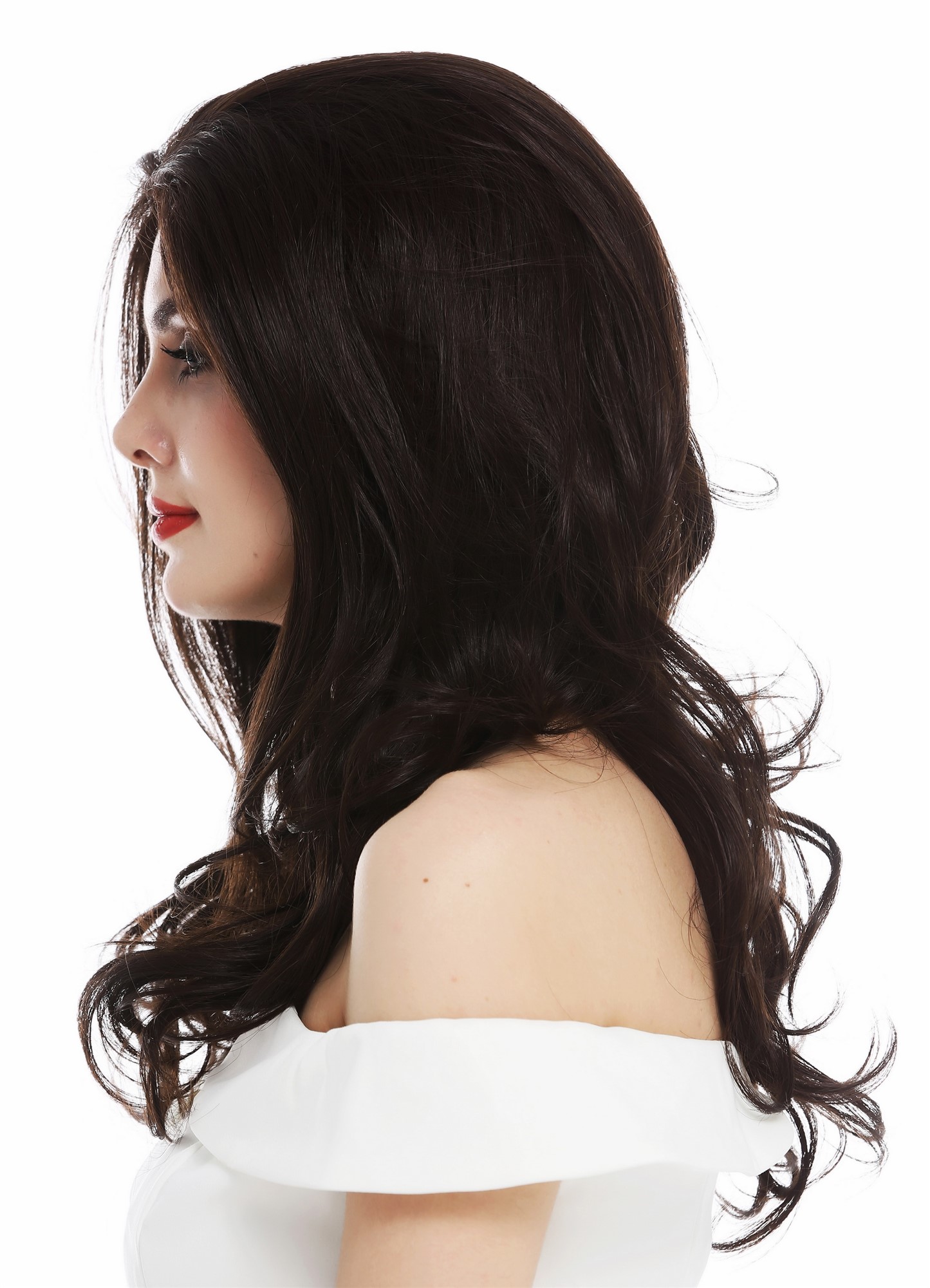 Women's wig lace front long wavy voluminous dark brown mix TYM-061-LF, view 3, WIG ME UP: Your Perücken Online Shop Quality Wigs, Ladies, brown mix, curled, long