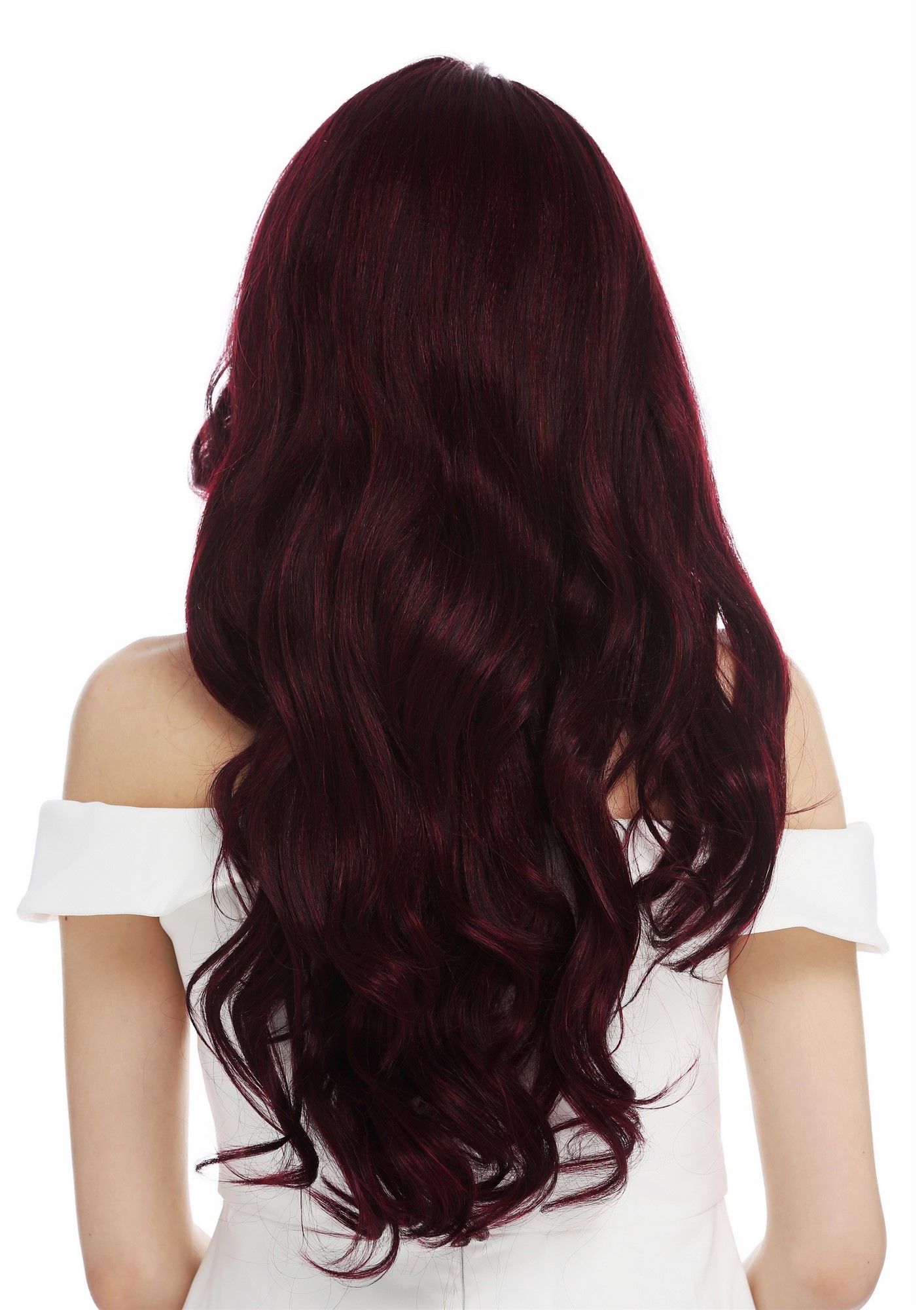 Quality Wigs, Ladies, black-red mix, curled, long