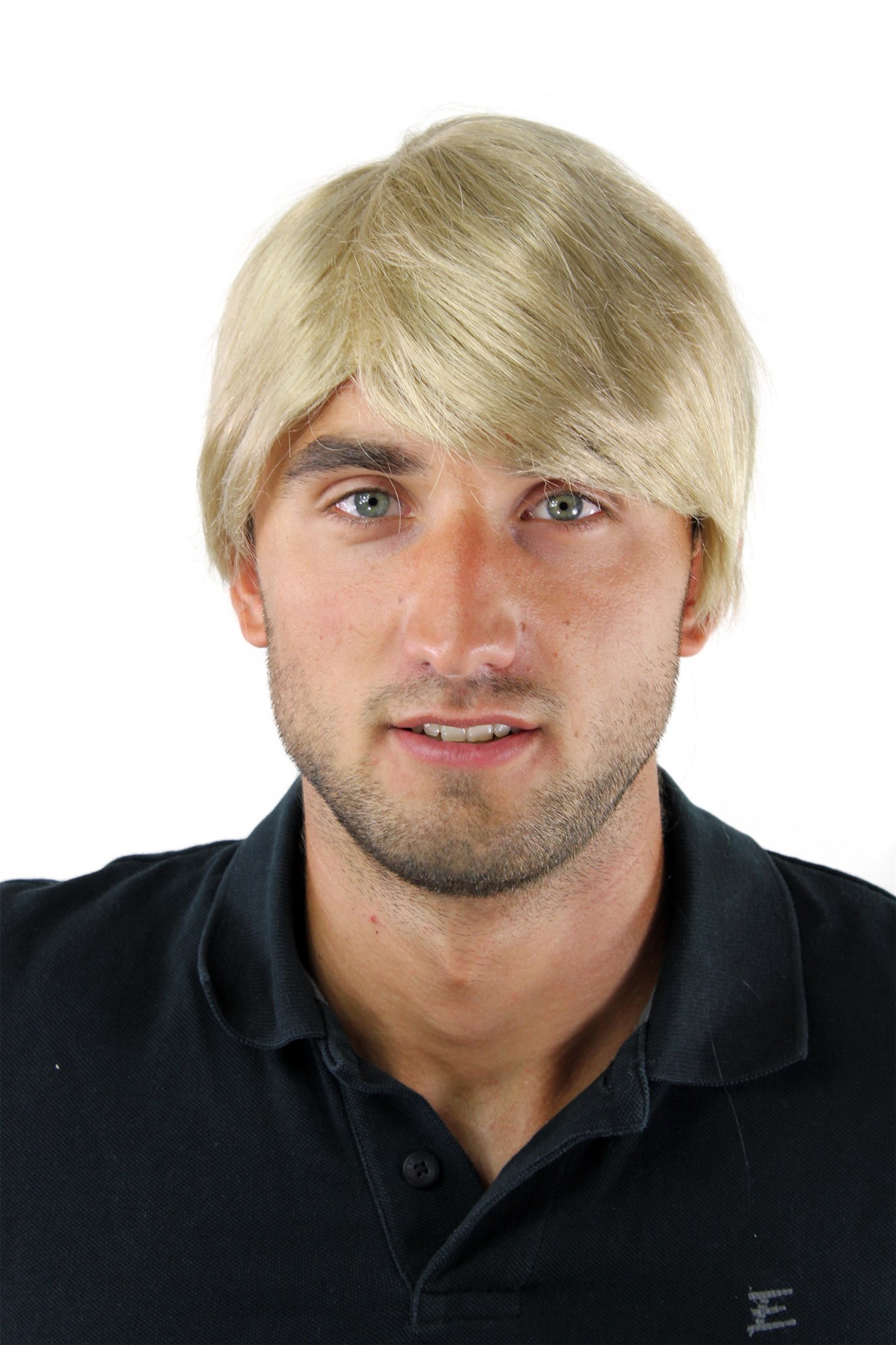 hochwertige Qualitätsperücken, Perücke Herren cool kurzes glattes Haar blond GFW964-24, Vorderansicht, WIG ME UP: Ihr Perücken Online Shop glatte Tressen-Perücke mit Kopfhaut-Imitat Blond kurze Haare für Herren