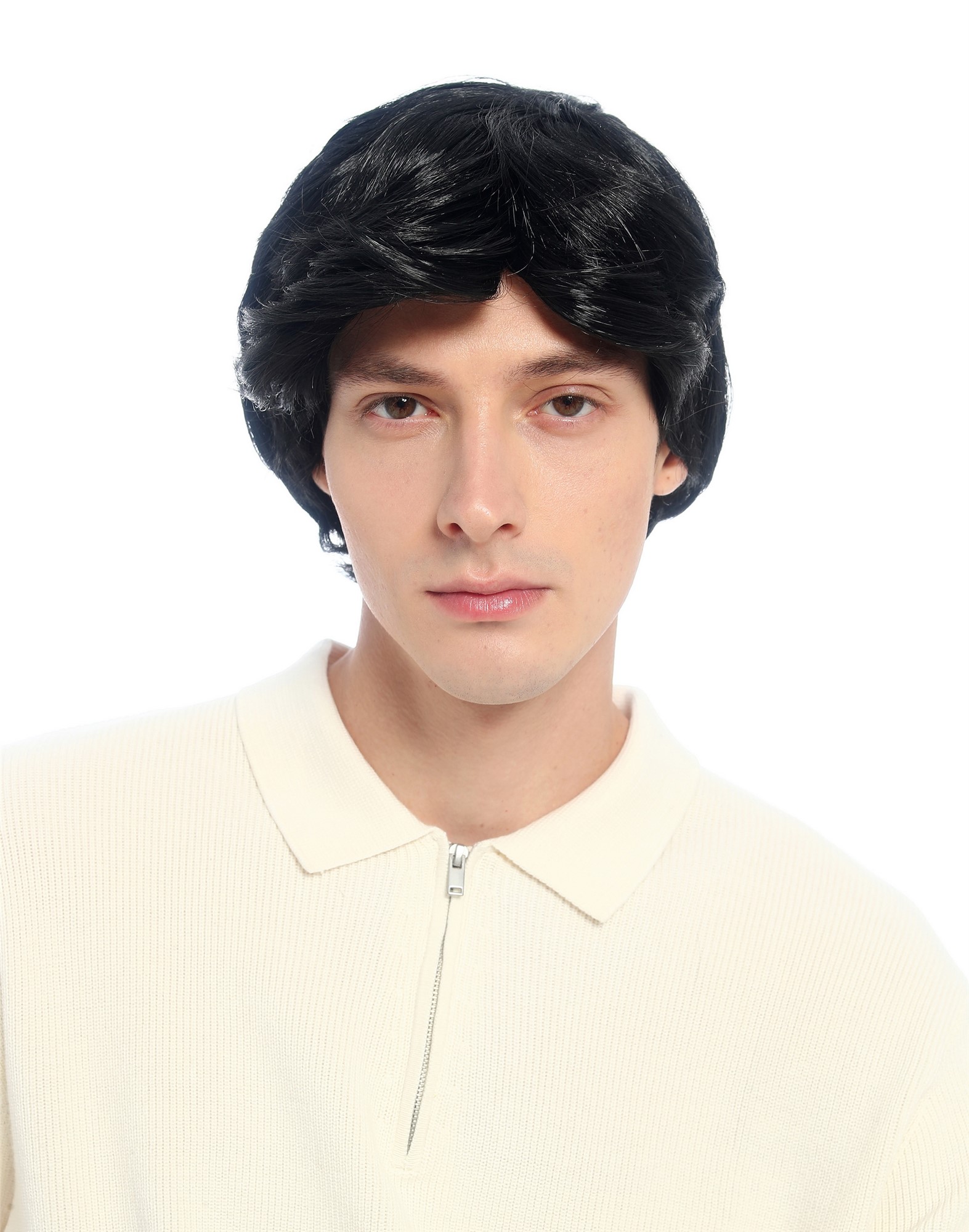 wellige Party-Perücke Schwarz 30 cm lange Perücke für Herren