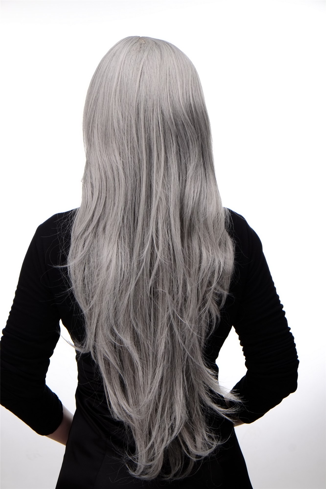 hochwertige Qualitätsperücken, Lange natürliche Damen Perücke gewellt Grau Hellgrau-Mix 6311-51, Ansicht 4, WIG ME UP: Ihr Perücken Online Shop wellige Tressen-Perücke mit Kopfhaut-Imitat Grau sehr lange Haare für Damen