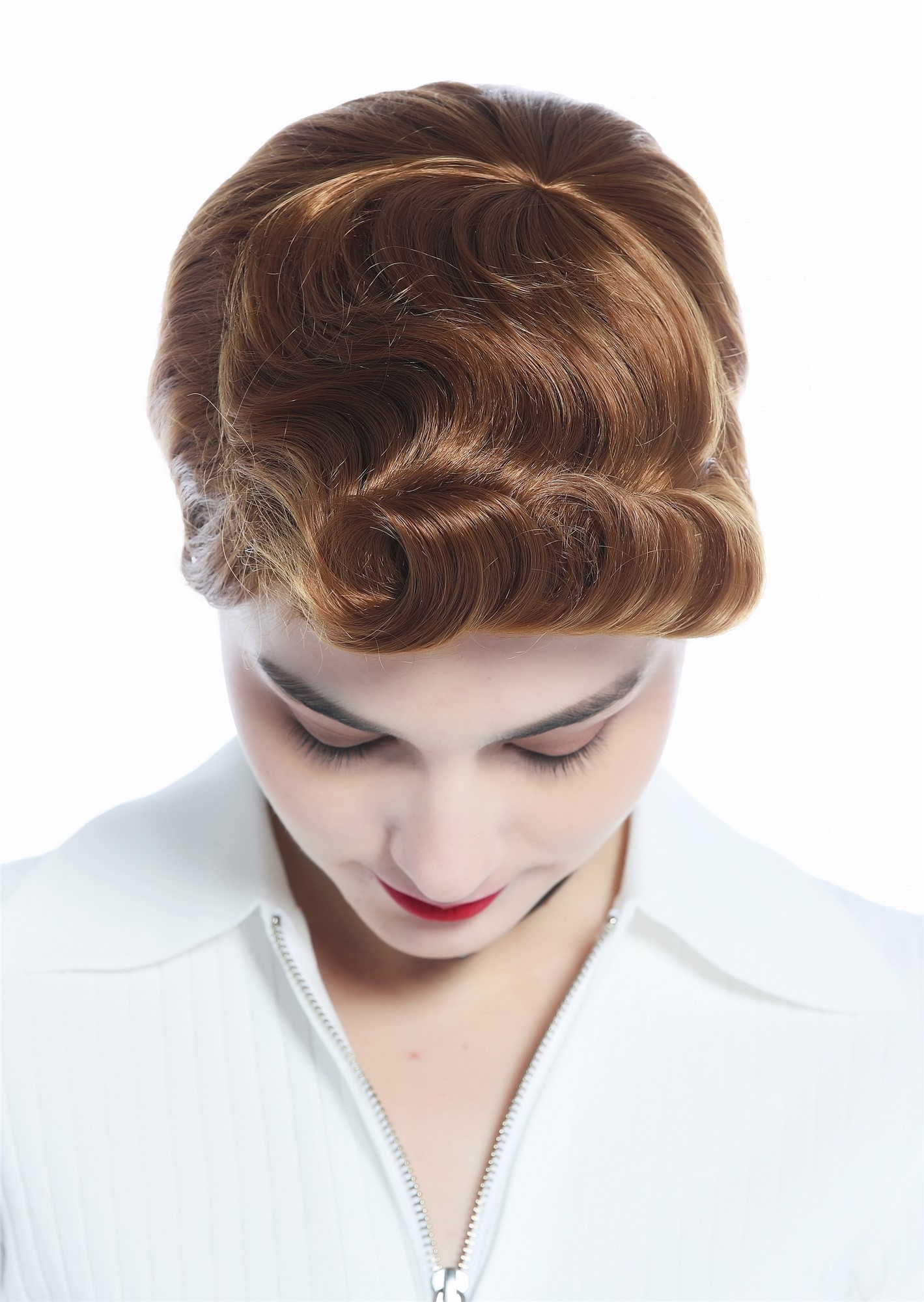 DW3333-27 Wig Men Women unisex short straight curled quiff strawberry blond, view 4, WIG ME UP: Your Perücken Online Shop Quality Wigs, Unisex, copper blonde, curled, short