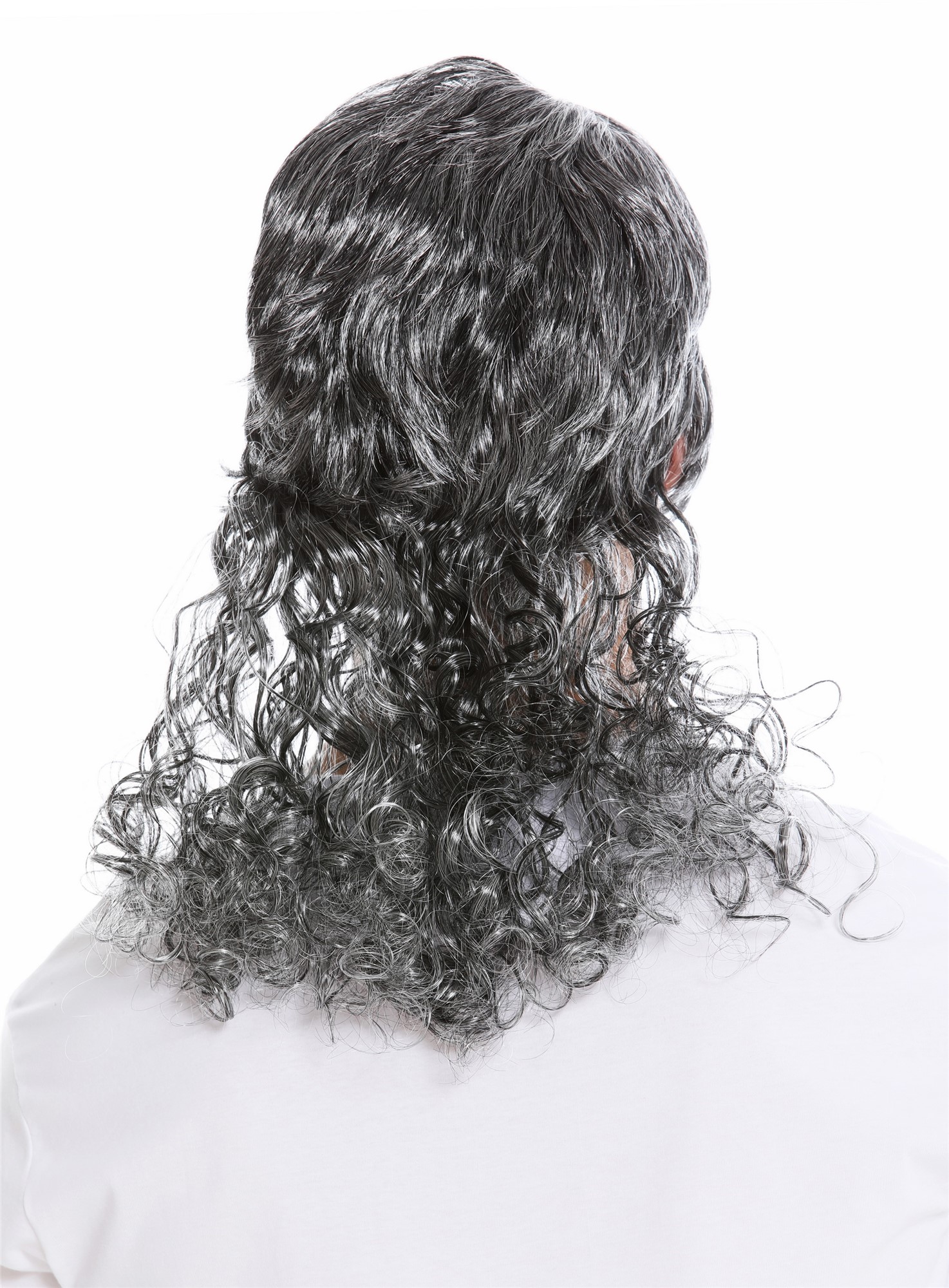 Party wig women men carnival curly mullet lad crooner film star black-grey 60893, view 4, WIG ME UP: Your Perücken Online Shop Party Wig, Unisex, dark gray, curled, shoulder-length