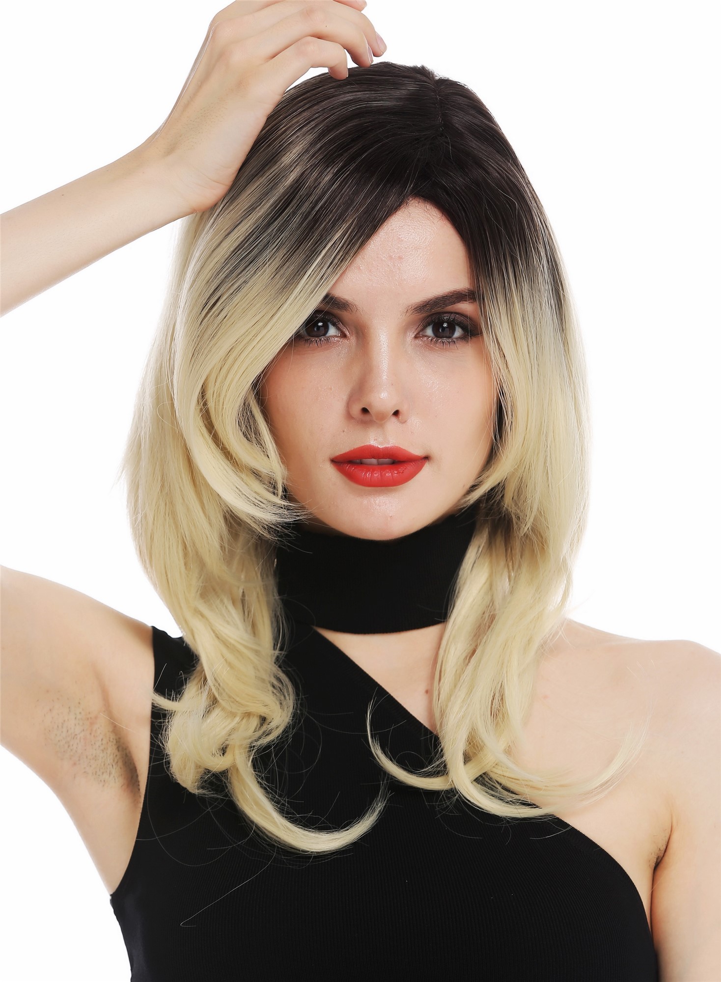 Lady wig mono long layered wavy parting ombre brown light blonde TYM-1191-MT, view 5, WIG ME UP: Your Perücken Online Shop Quality Wigs, Ladies, blonde-brown mix, wavy, long