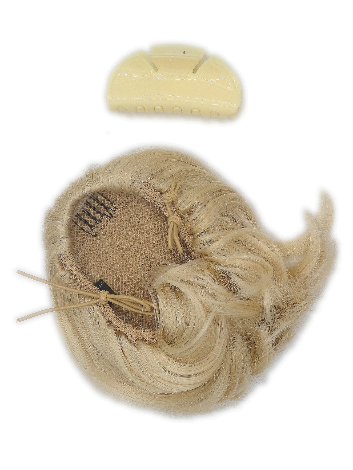 Ponytail Hairpiece short straight voluminous like hair bun platinum blond 909AB, view 4, WIG ME UP: Your Perücken Online Shop Ponytails, platinum blonde, curled, short