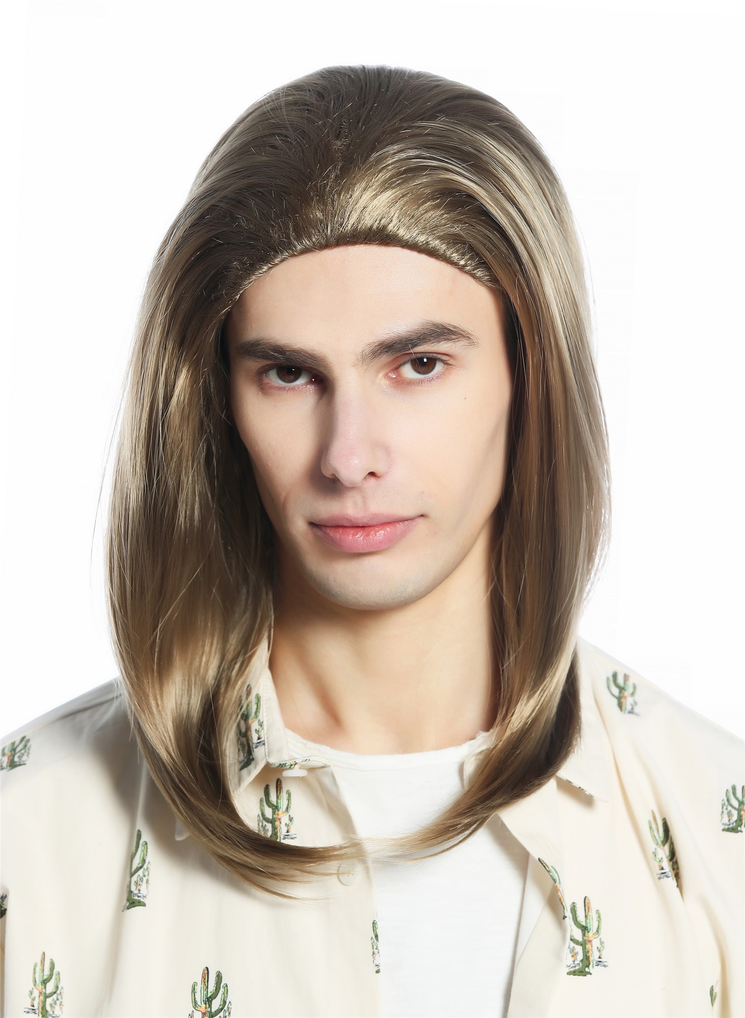 günstige Party Perücke, Perücke blond glatt lang halblang Gigolo Schönling CW-047-KII12, Ansicht 6, WIG ME UP: Ihr Perücken Online Shop glatte Party Perücke Helles beigegoldblond schulterlange Haare Unisex