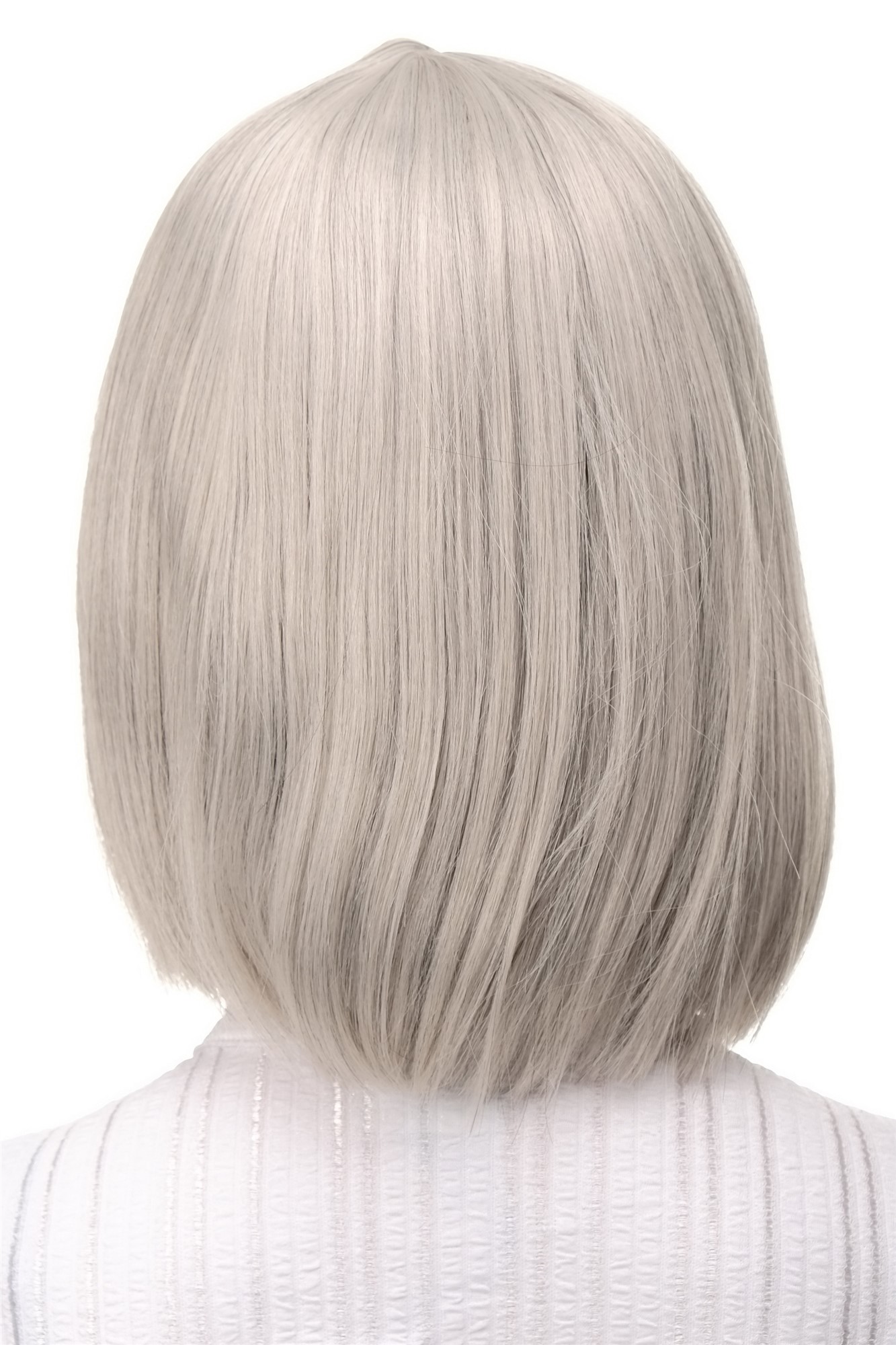 hochwertige Qualitätsperücken, Perücke Damen Bobfrisur Long Bob Pony glatt grau 7803-51, Ansicht 4, WIG ME UP: Ihr Perücken Online Shop glatte Tressen-Perücke mit Kopfhaut-Imitat Grau kurze Haare für Damen