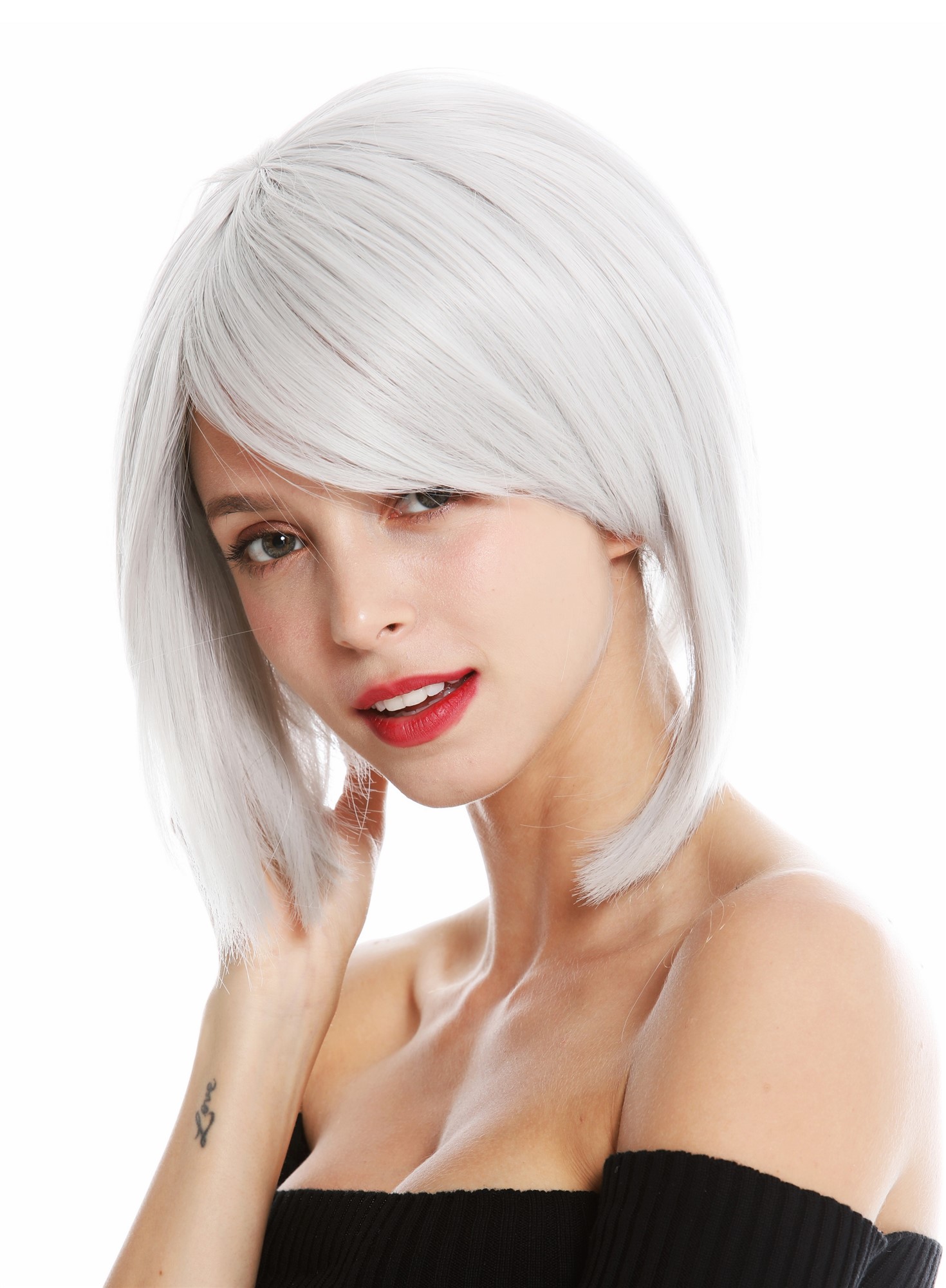 Quality Wigs, Ladies, white-gray, straight, short